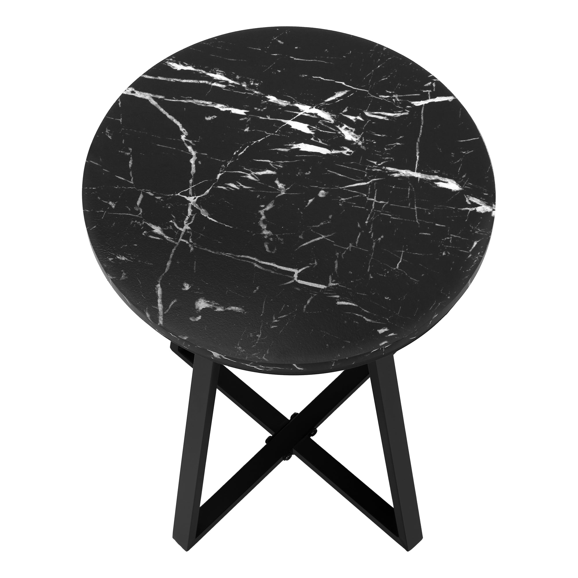 TABLE DE CHEVET - 22"H / MARBRE NOIR / METAL NOIR – I 2179.