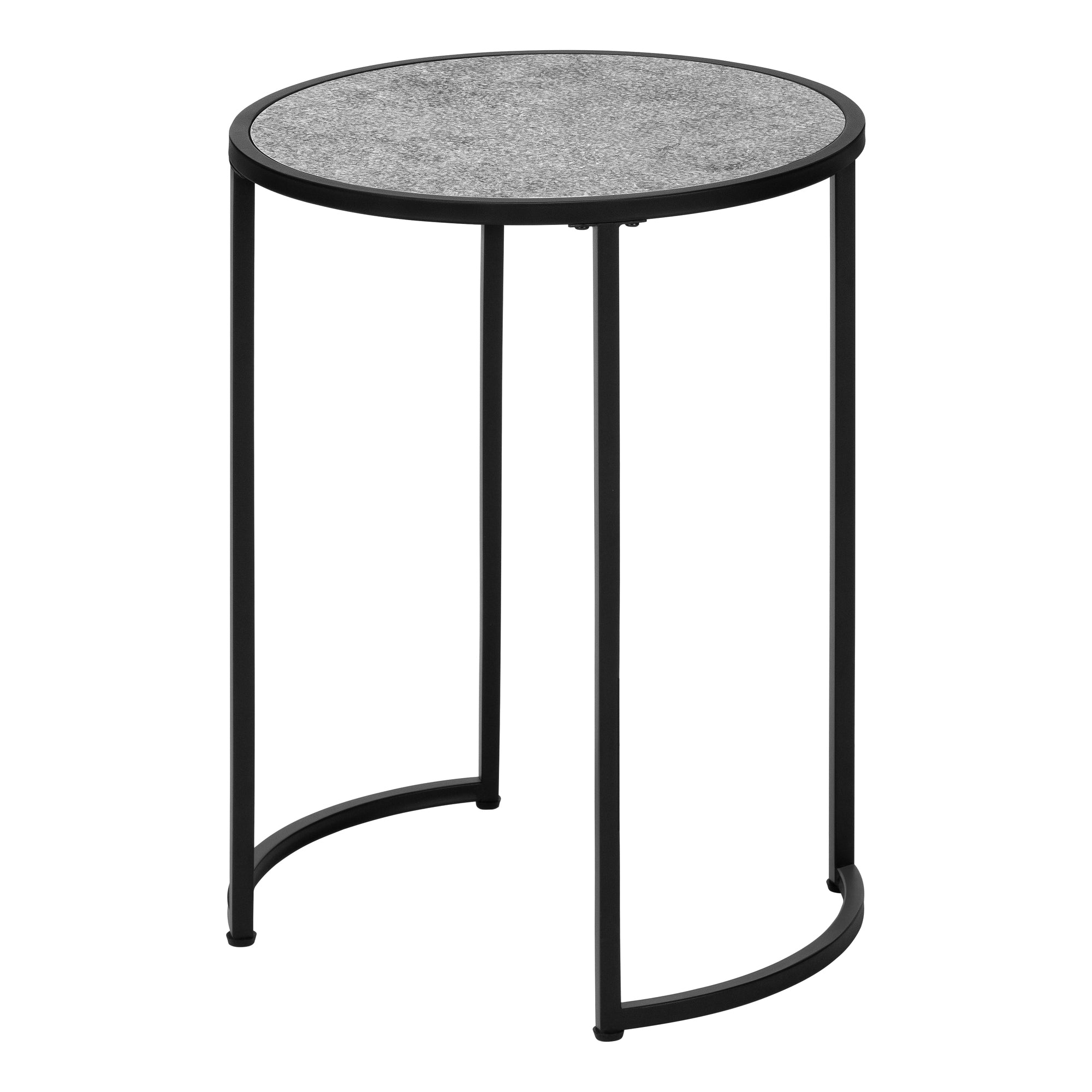 TABLE DE CHEVET - 24"H / FAUSSE PIERRE GRISE / METAL NOIR – I 2206.
