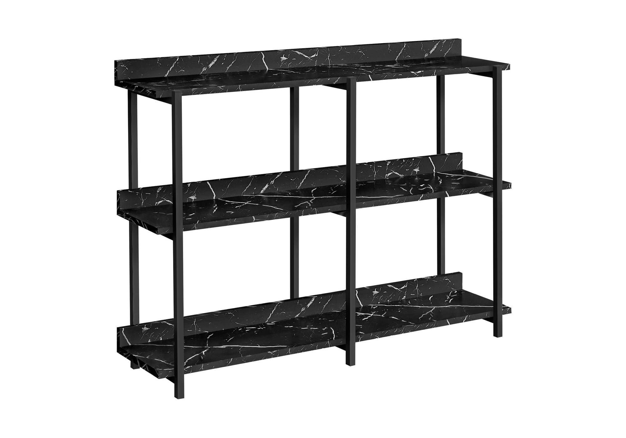 TABLE D'APPOINT - 48"L / CONSOLE MARBRE NOIR / METAL NOIR – I 2220.