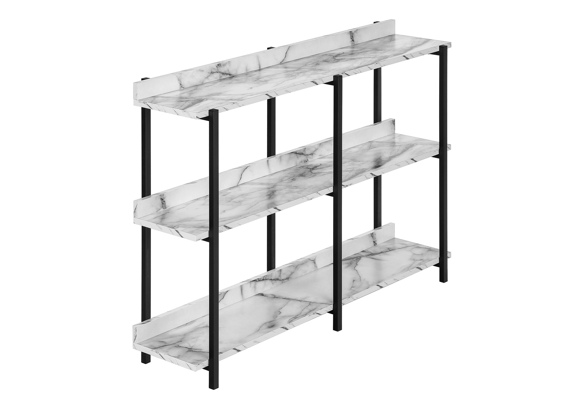 TABLE D'APPOINT - 48"L / CONSOLE MARBRE BLANC/ METAL NOIR – I 2221.
