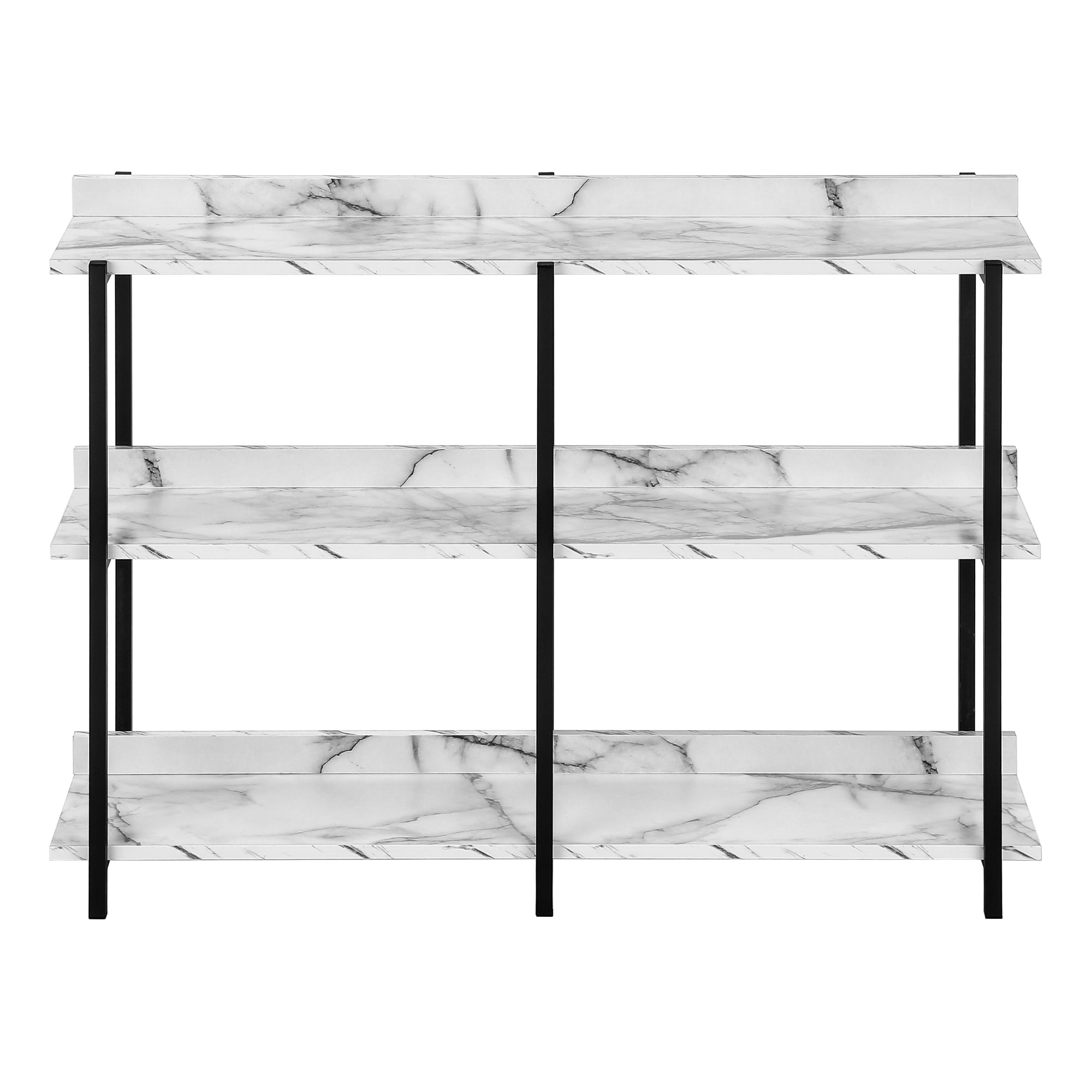 TABLE D'APPOINT - 48"L / CONSOLE MARBRE BLANC/ METAL NOIR – I 2221.