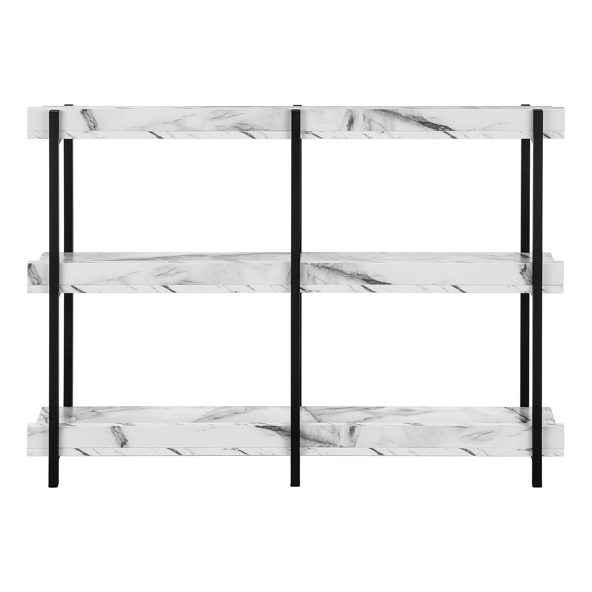 TABLE D'APPOINT - 48"L / CONSOLE MARBRE BLANC/ METAL NOIR – I 2221.