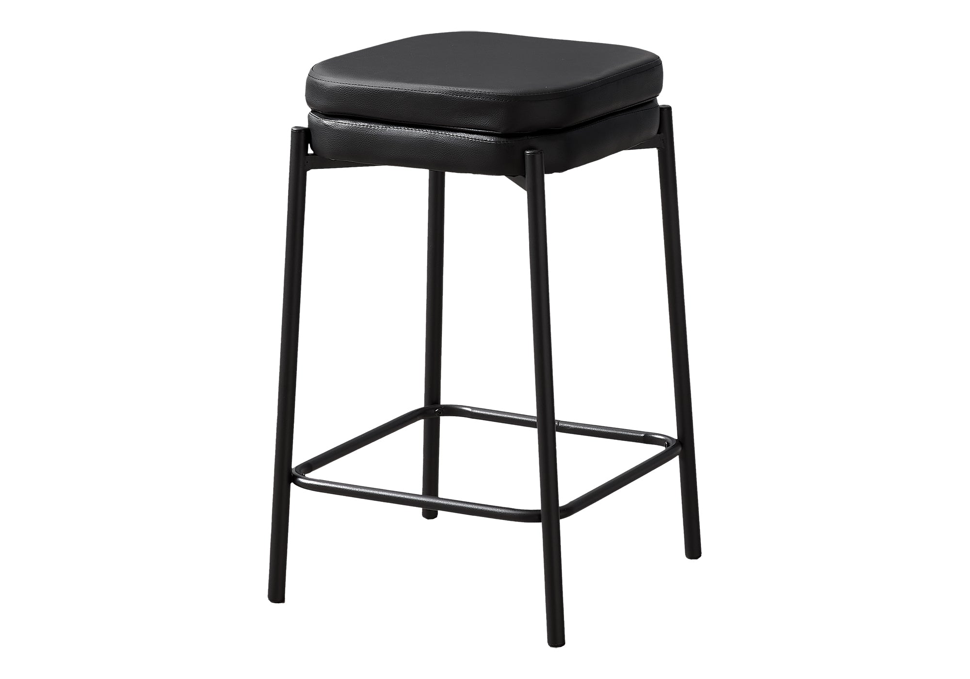 TABOURET DE BAR - 2PCS / PU NOIR / NOIR HAUTEUR COMPTOIR – I 2225