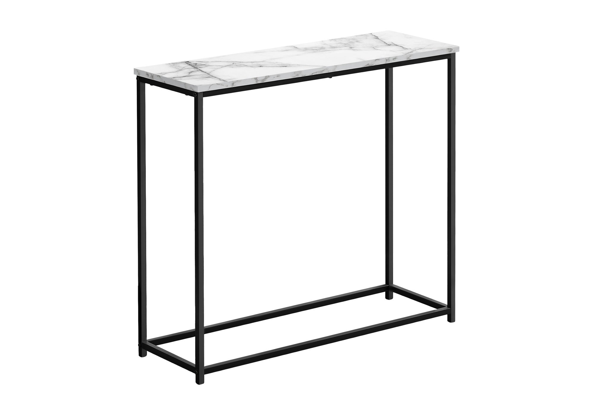 TABLE D'APPOINT - 32"L / CONSOLE MARBRE BLANC/ METAL NOIR – I 2255.