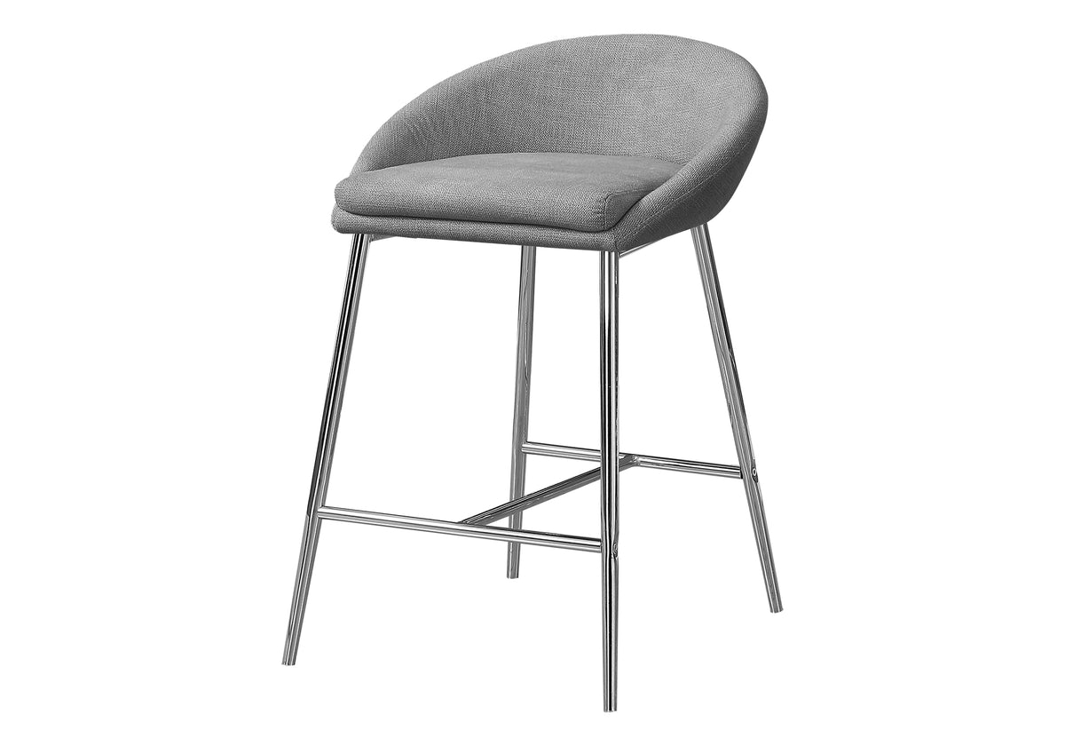 TABOURET DE BAR - 2PCS / TISSUS GRIS / HAUTEUR COMPTOIR – I 2298