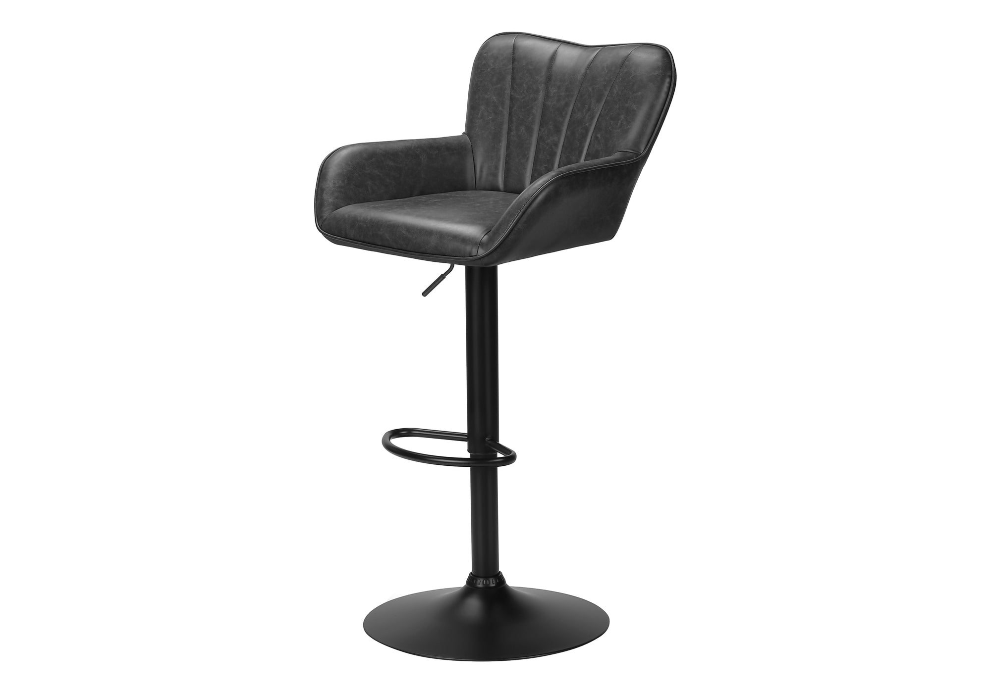 TABOURET DE BAR - 2PCS / PU GRIS / NOIR HAUTEUR REGLABLE – I 2330