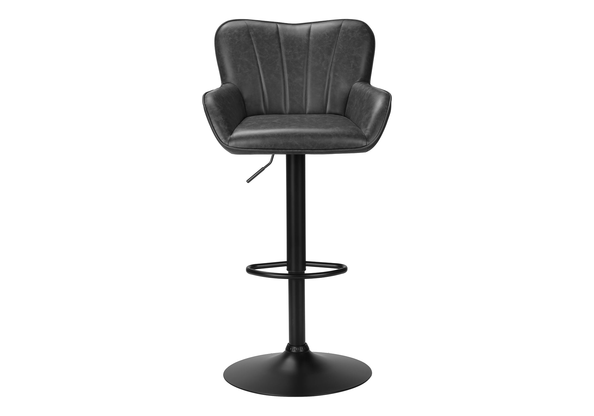 TABOURET DE BAR - 2PCS / PU GRIS / NOIR HAUTEUR REGLABLE – I 2330