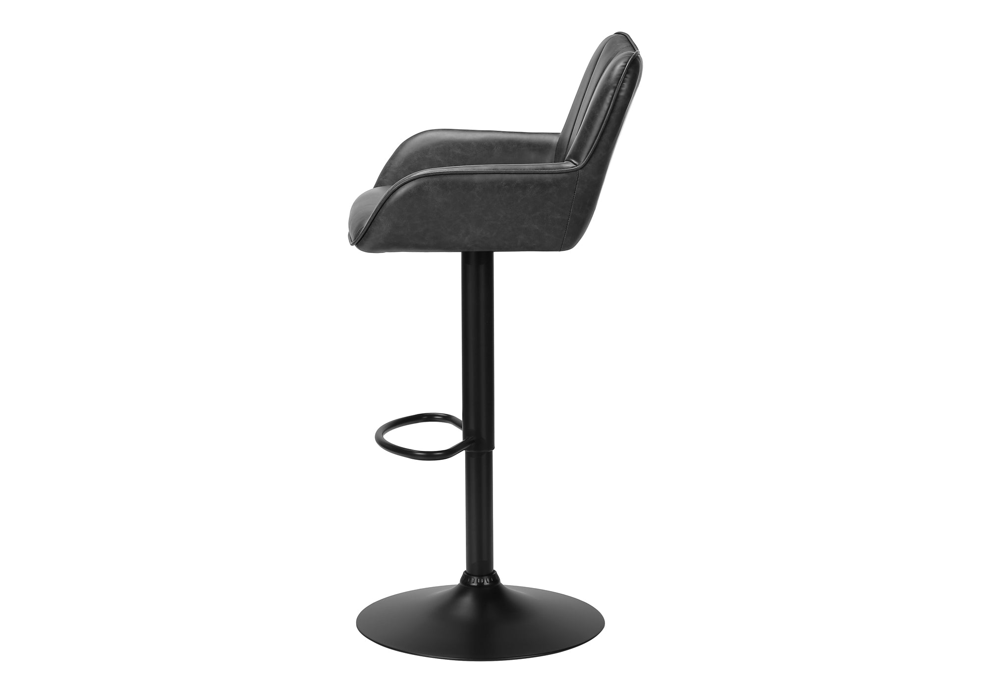 TABOURET DE BAR - 2PCS / PU GRIS / NOIR HAUTEUR REGLABLE – I 2330