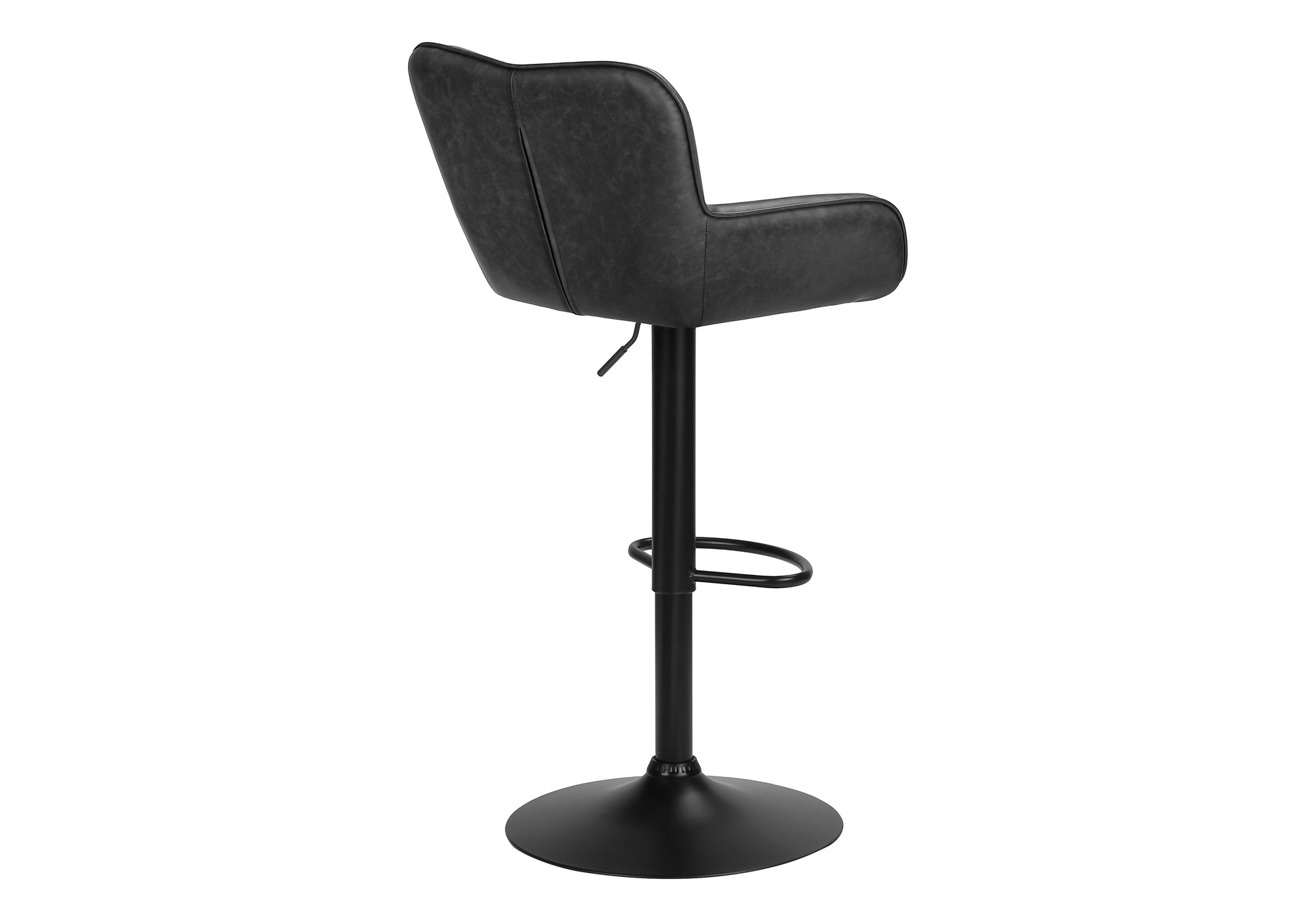 TABOURET DE BAR - 2PCS / PU GRIS / NOIR HAUTEUR REGLABLE – I 2330