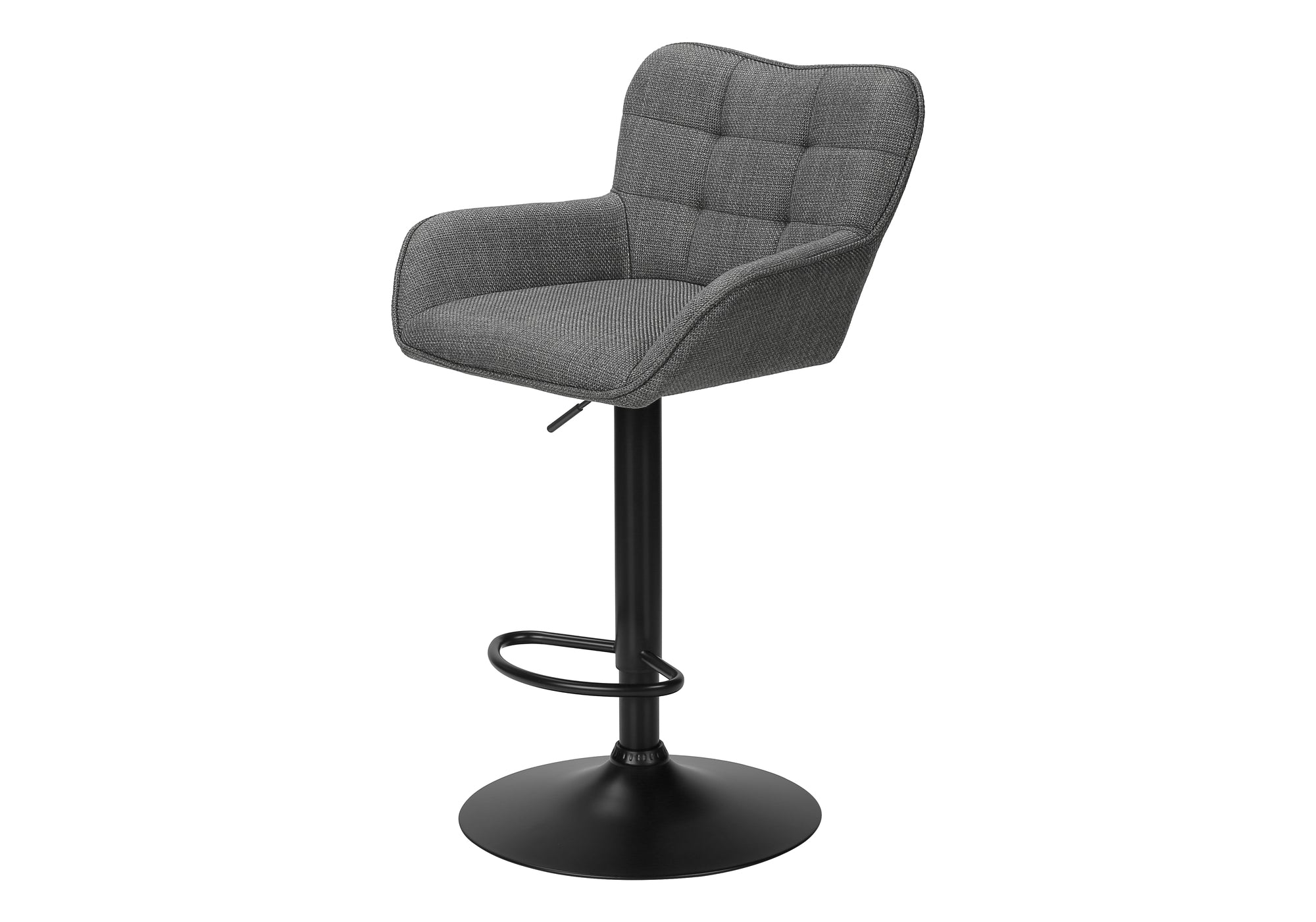 TABOURET DE BAR - 2PCS / TISSU GRIS / NOIR HAUTEUR REGLABLE – I 2333