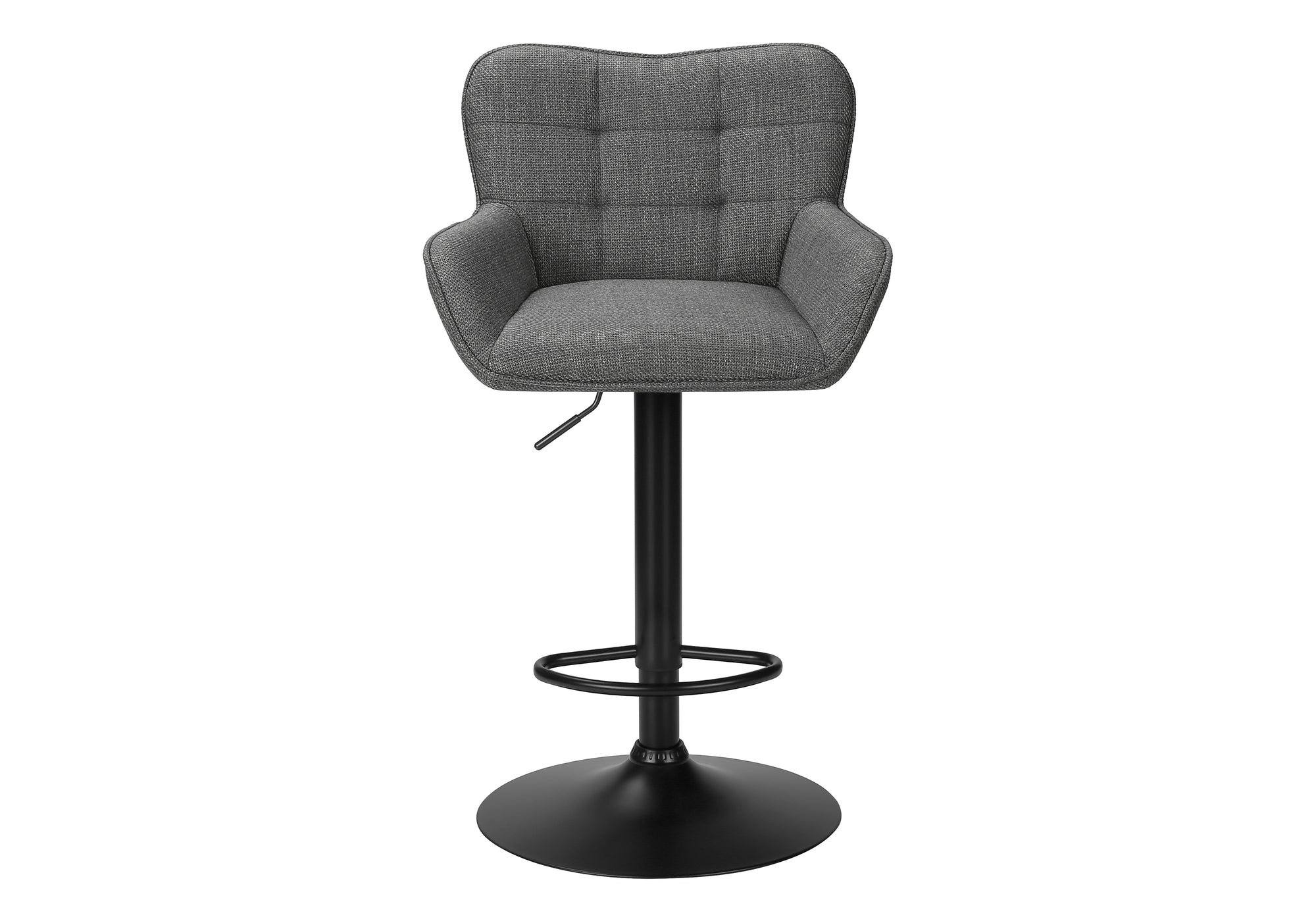 TABOURET DE BAR - 2PCS / TISSU GRIS / NOIR HAUTEUR REGLABLE – I 2333