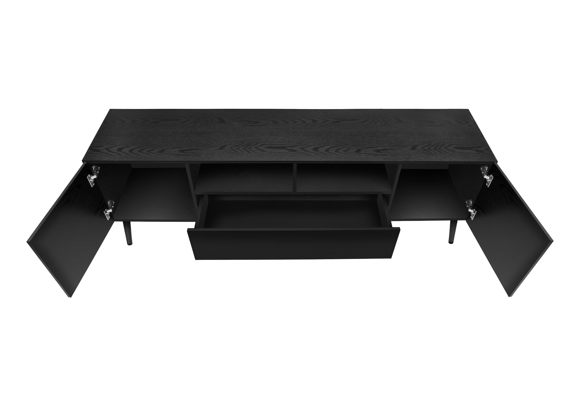 MEUBLE TV - 72"L / NOIR SIMILI-BOIS AVEC D'ENTREPOSAGE – I 2754