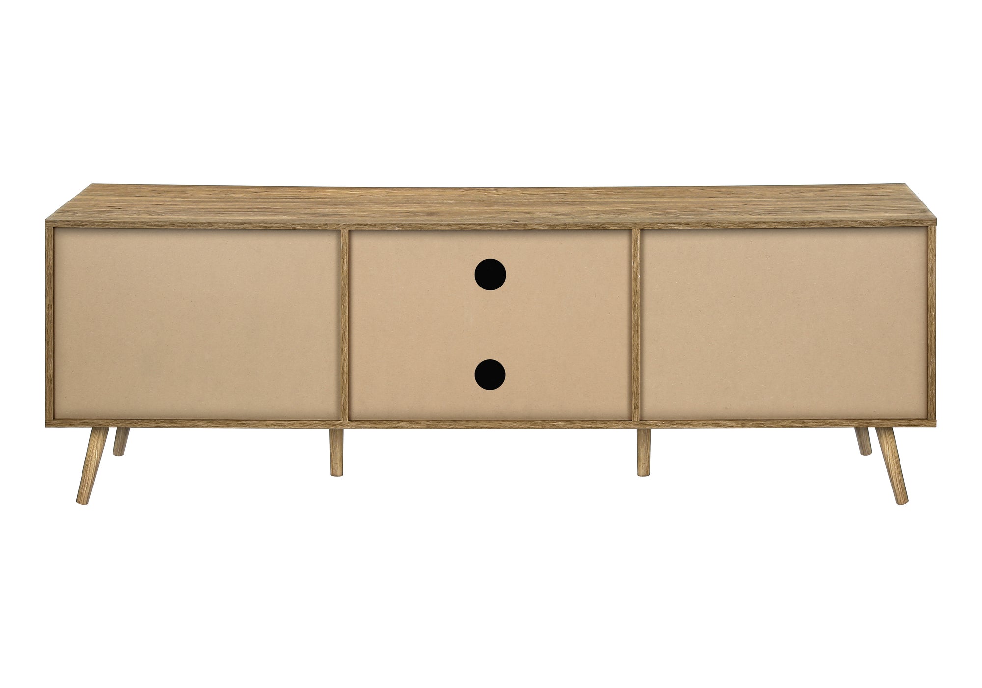 MEUBLE TV - 72"L / ASPECT JONC DE MER / NOYER PALE -3 PORTES – I 2793