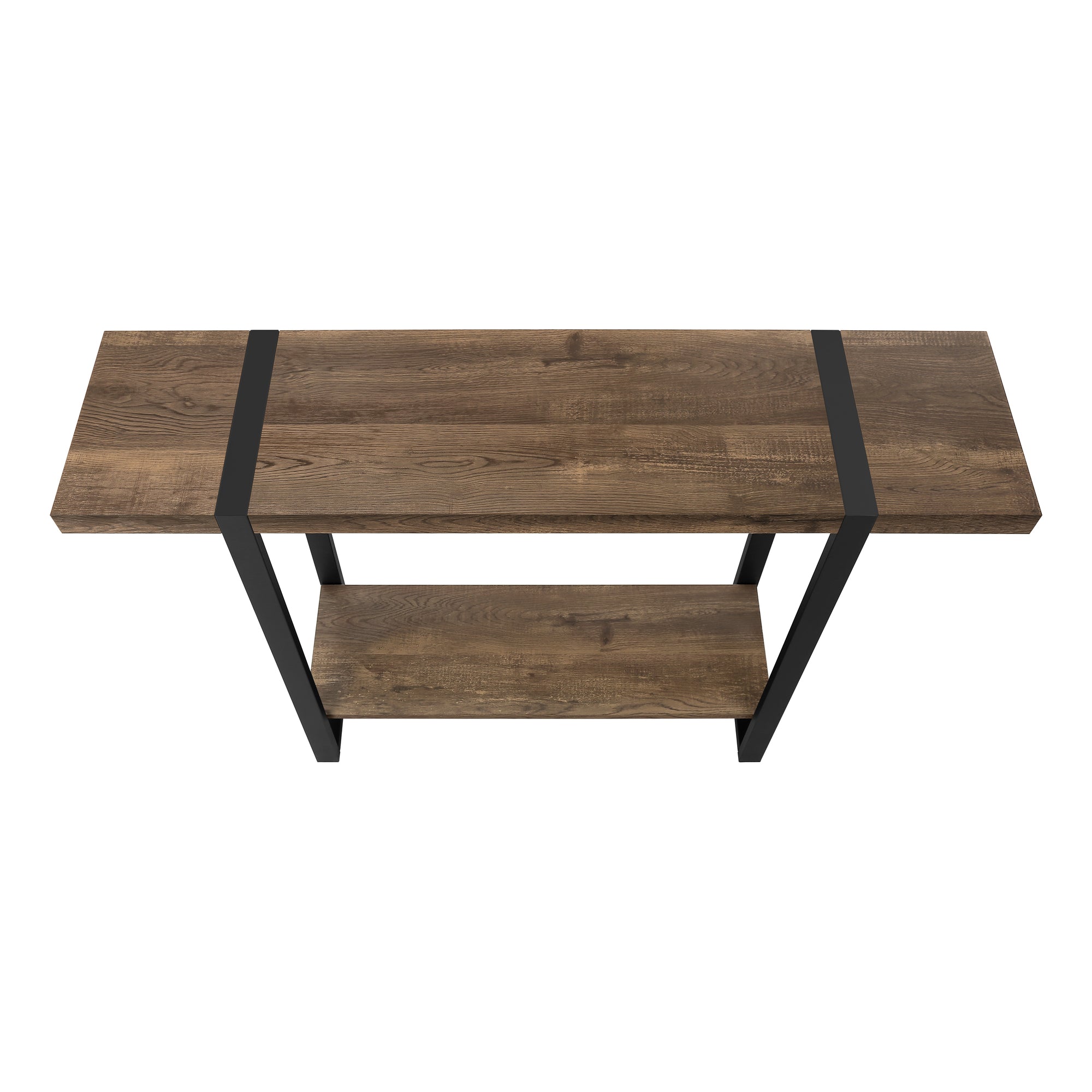 TABLE D'APPOINT - 48"L / FAUX BOIS BRUN / METAL NOIR – I 2851.