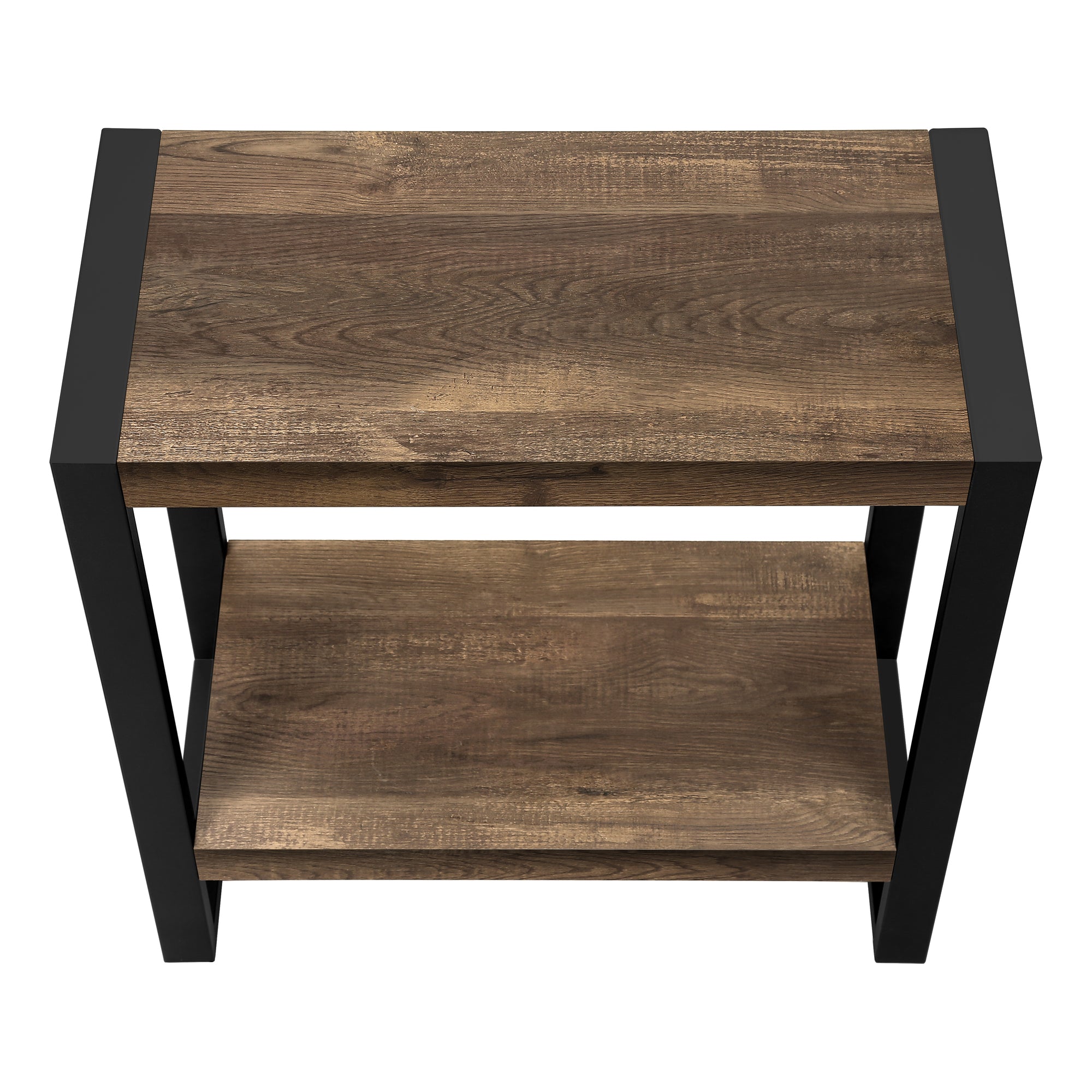 TABLE DE CHEVET - FAUX BOIS BRUN / METAL NOIR – I 2852.