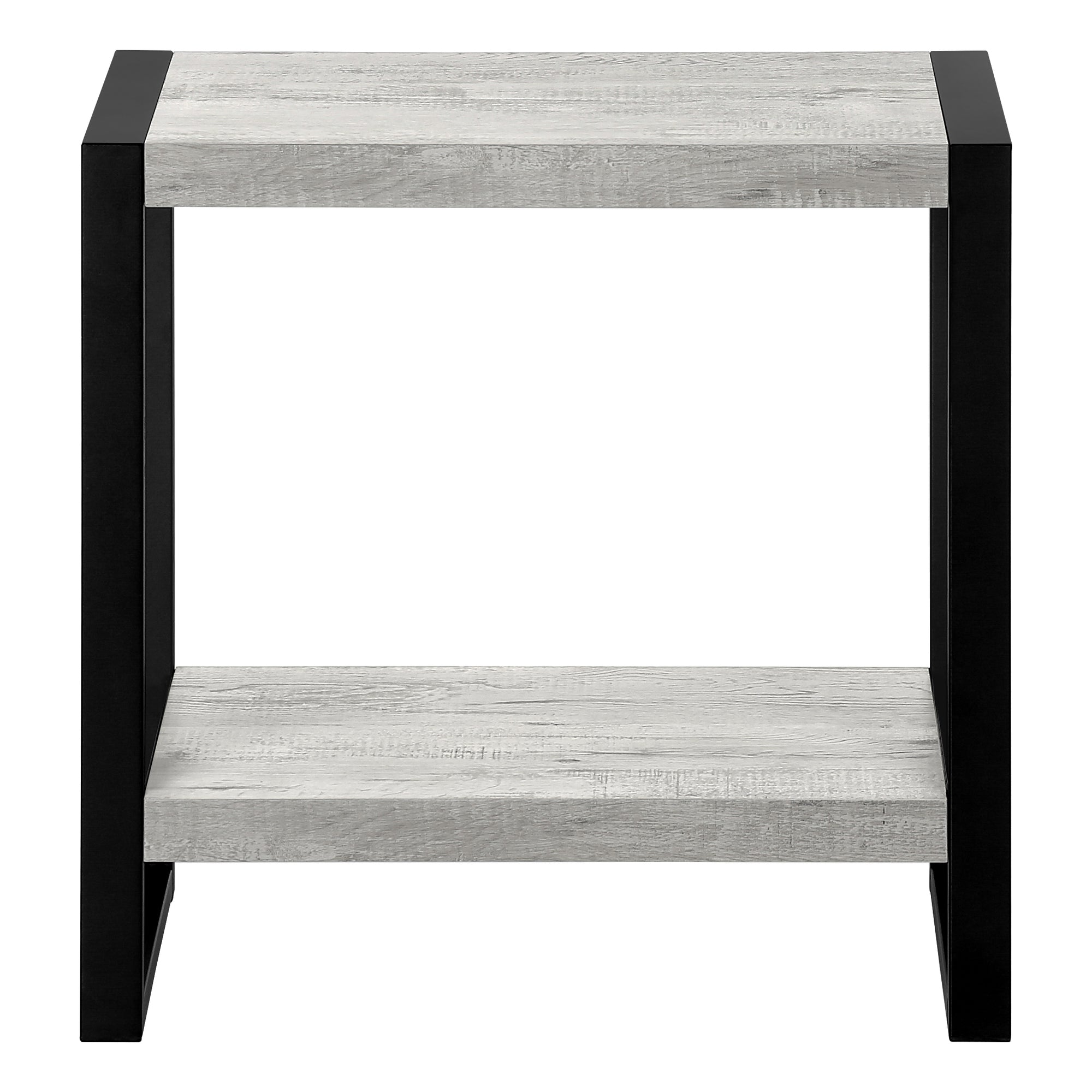 TABLE DE CHEVET - FAUX BOIS GRIS / METAL NOIR – I 2857.