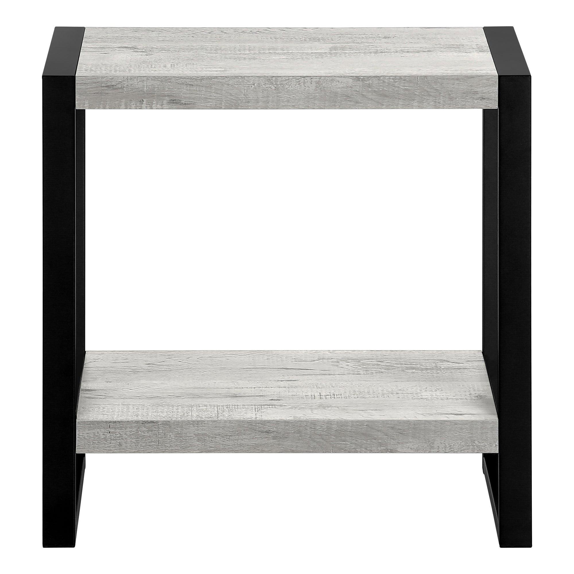 TABLE DE CHEVET - FAUX BOIS GRIS / METAL NOIR – I 2857.