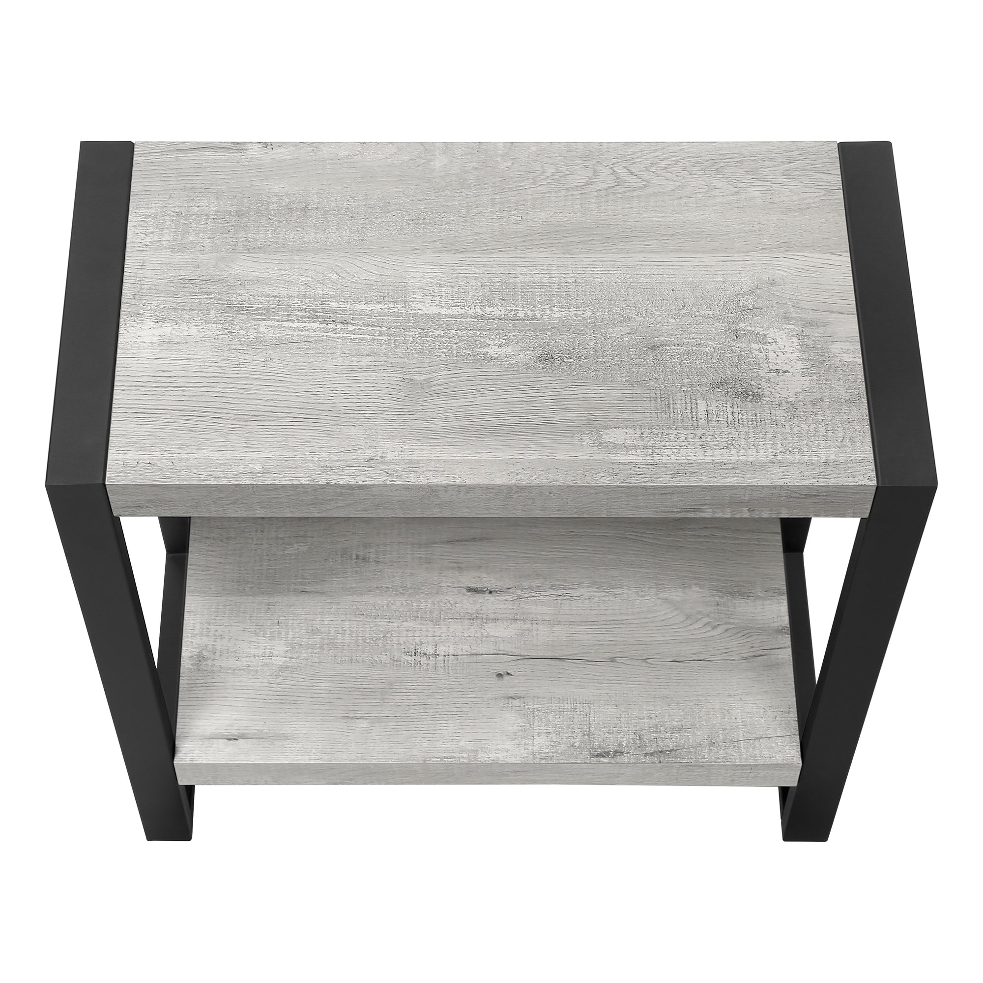 TABLE DE CHEVET - FAUX BOIS GRIS / METAL NOIR – I 2857.