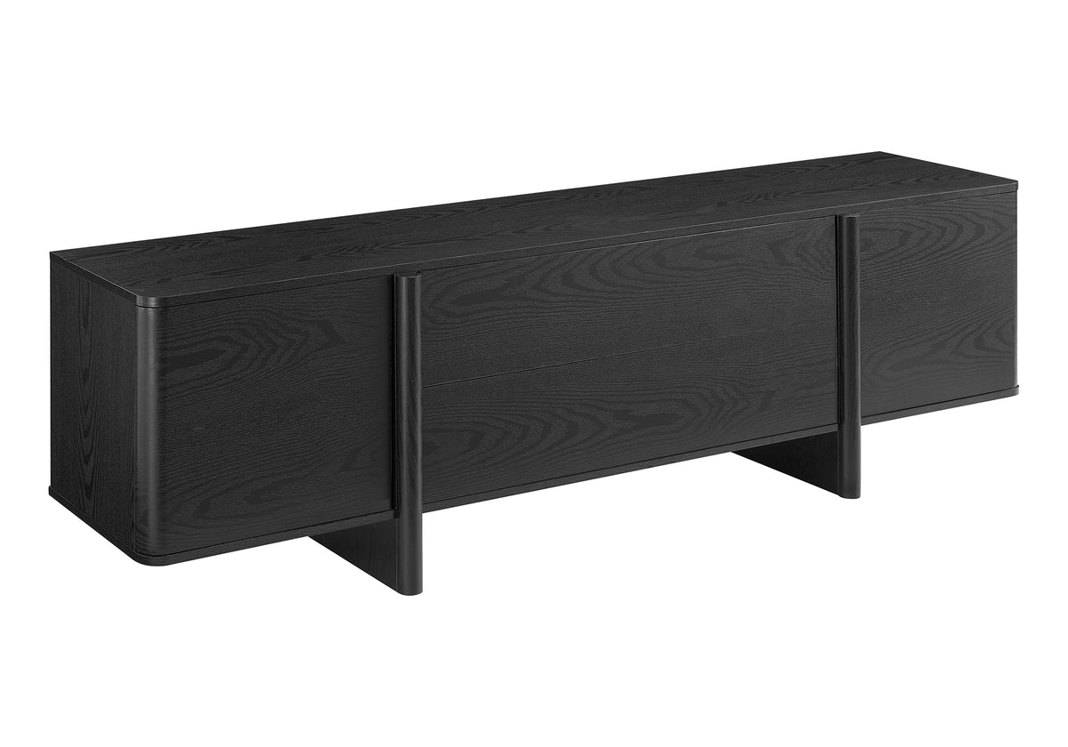 MEUBLE TV - 72"L / NOIR SIMILI-BOIS AVEC 2 PORTES / TIROIRS – I 2865