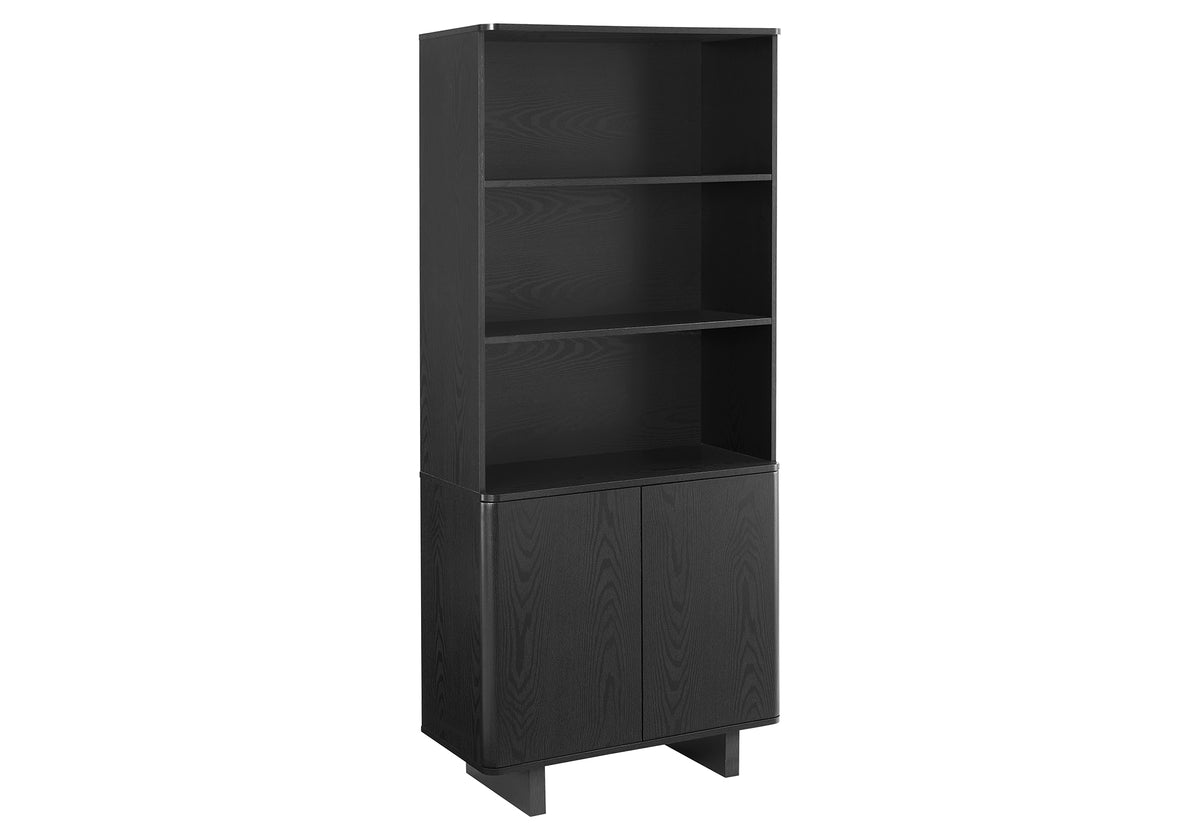 ETAGERE - 72"H / BOIS NOIR AVEC 2 PORTES – I 2868