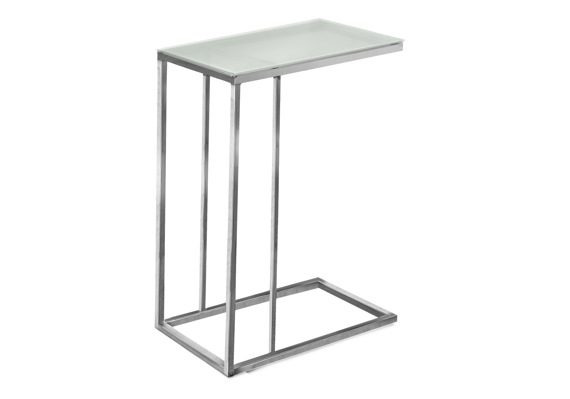 TABLE DE CHEVET - METAL CHROME AVEC VERRE TREMPE GIVRE – I 3000.