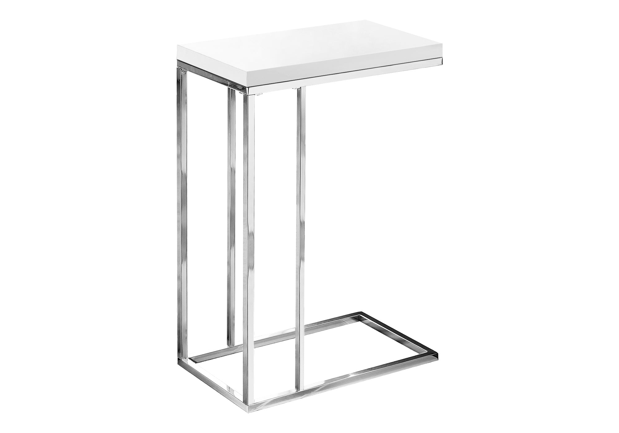 TABLE DE CHEVET - BLANC LUSTRE / METAL CHROME – I 3008.