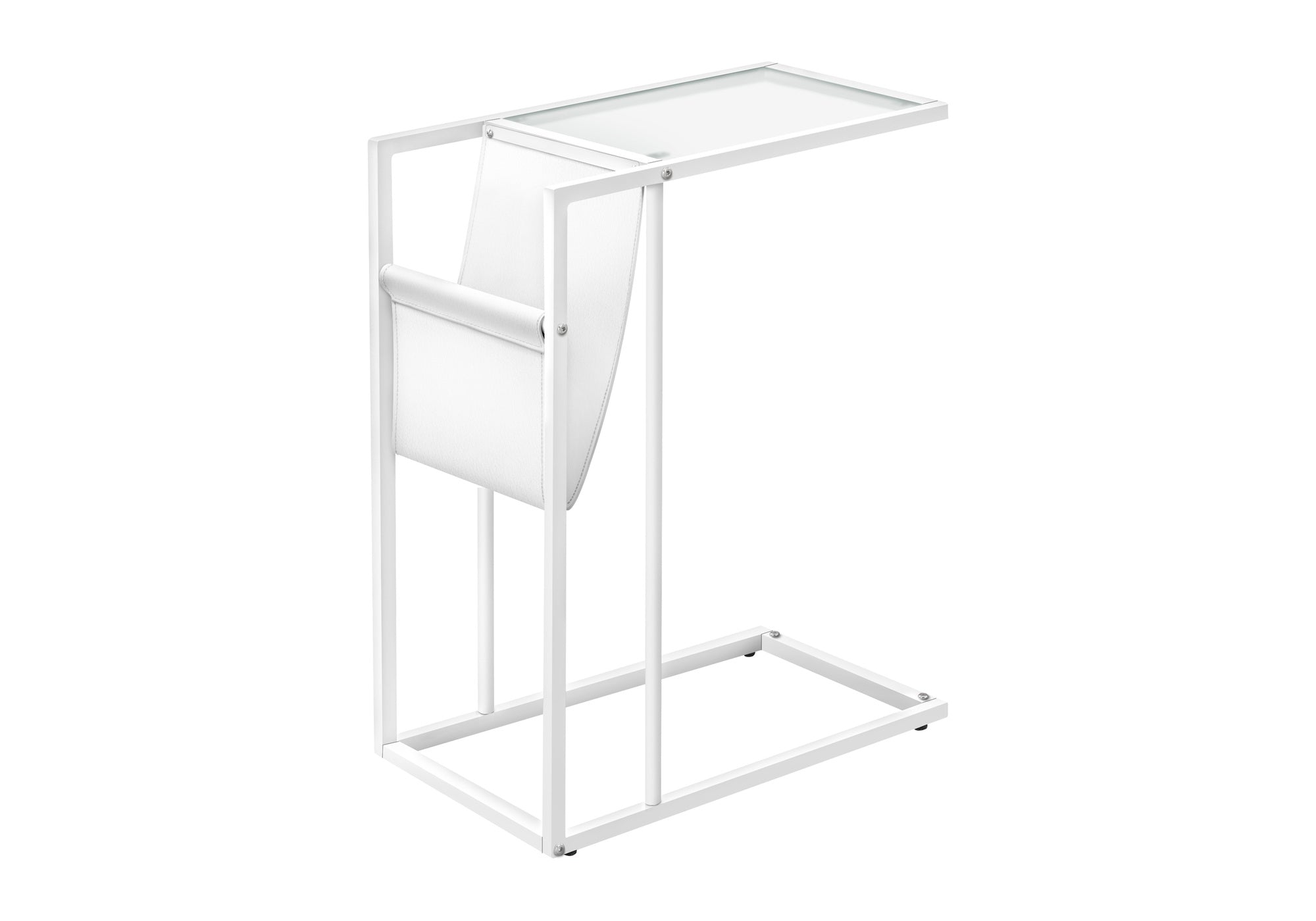 TABLE DE CHEVET - BLANC / METAL BLANC ET SUPPORT MAGAZINE – I 3067.