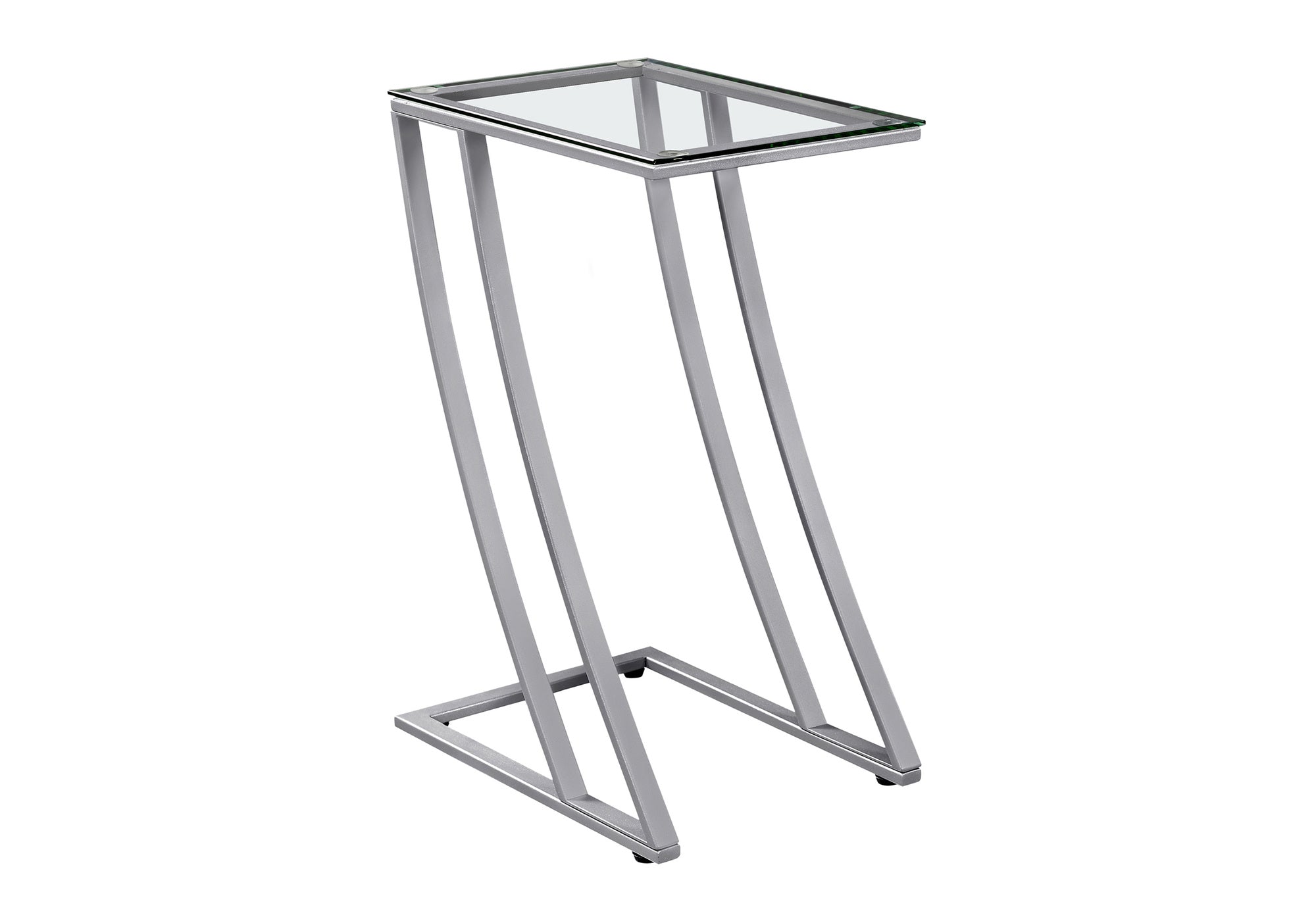 TABLE DE CHEVET - METAL ARGENT AVEC VERRE TREMPE – I 3090.