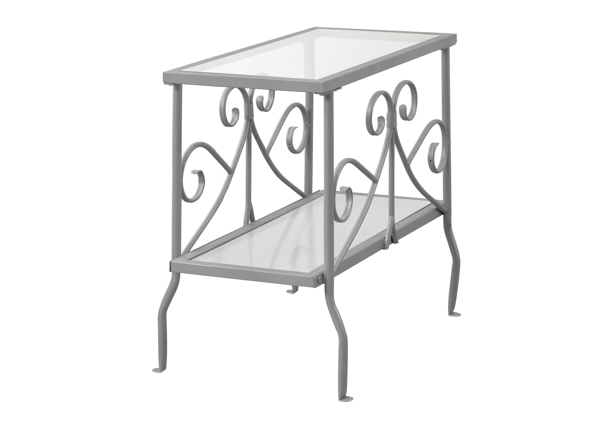 TABLE D'APPOINT - METAL ARGENT AVEC VERRE TREMPE – I 3106