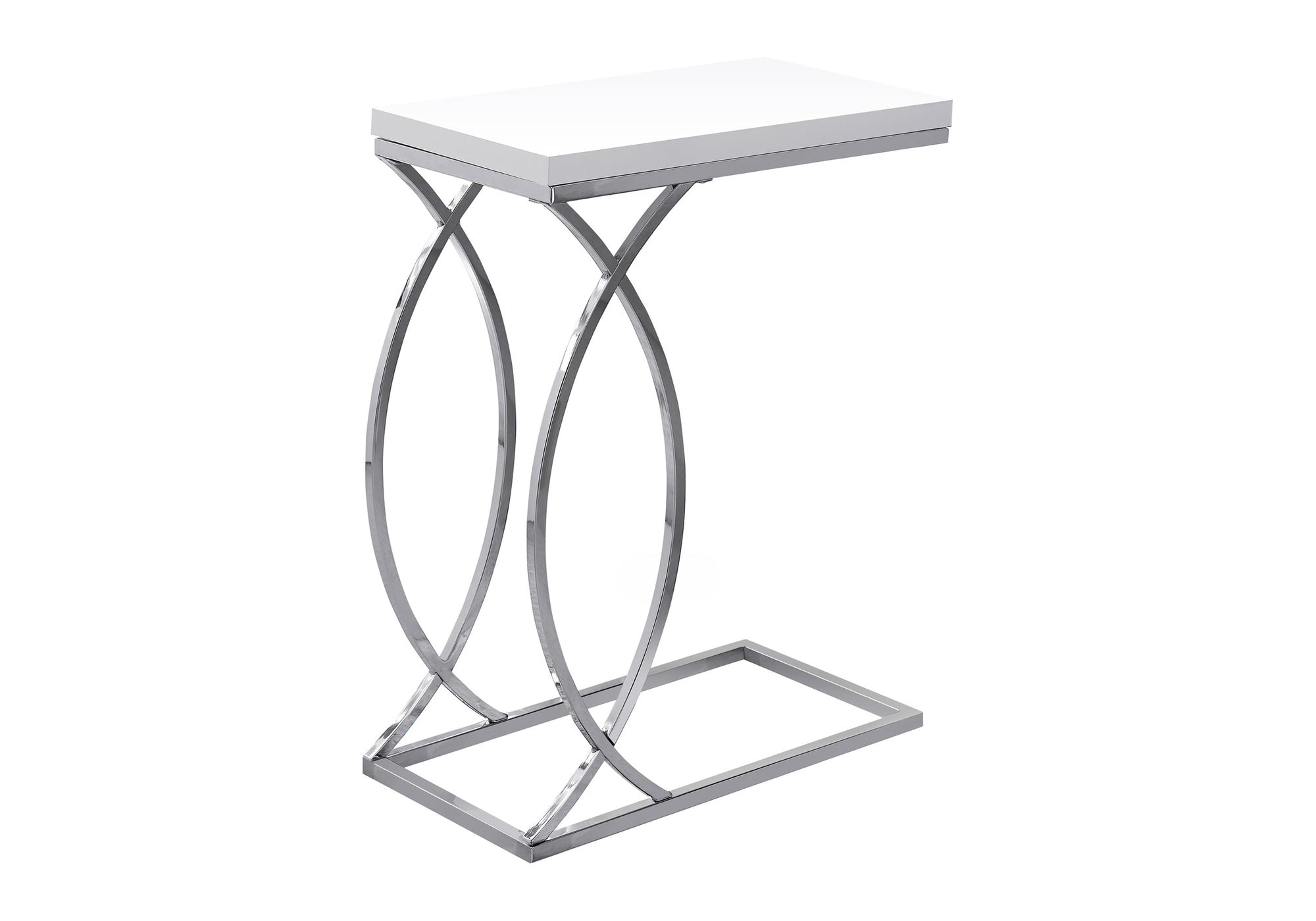 TABLE DE CHEVET - BLANC LUSTRE ET METAL CHROME – I 3184.