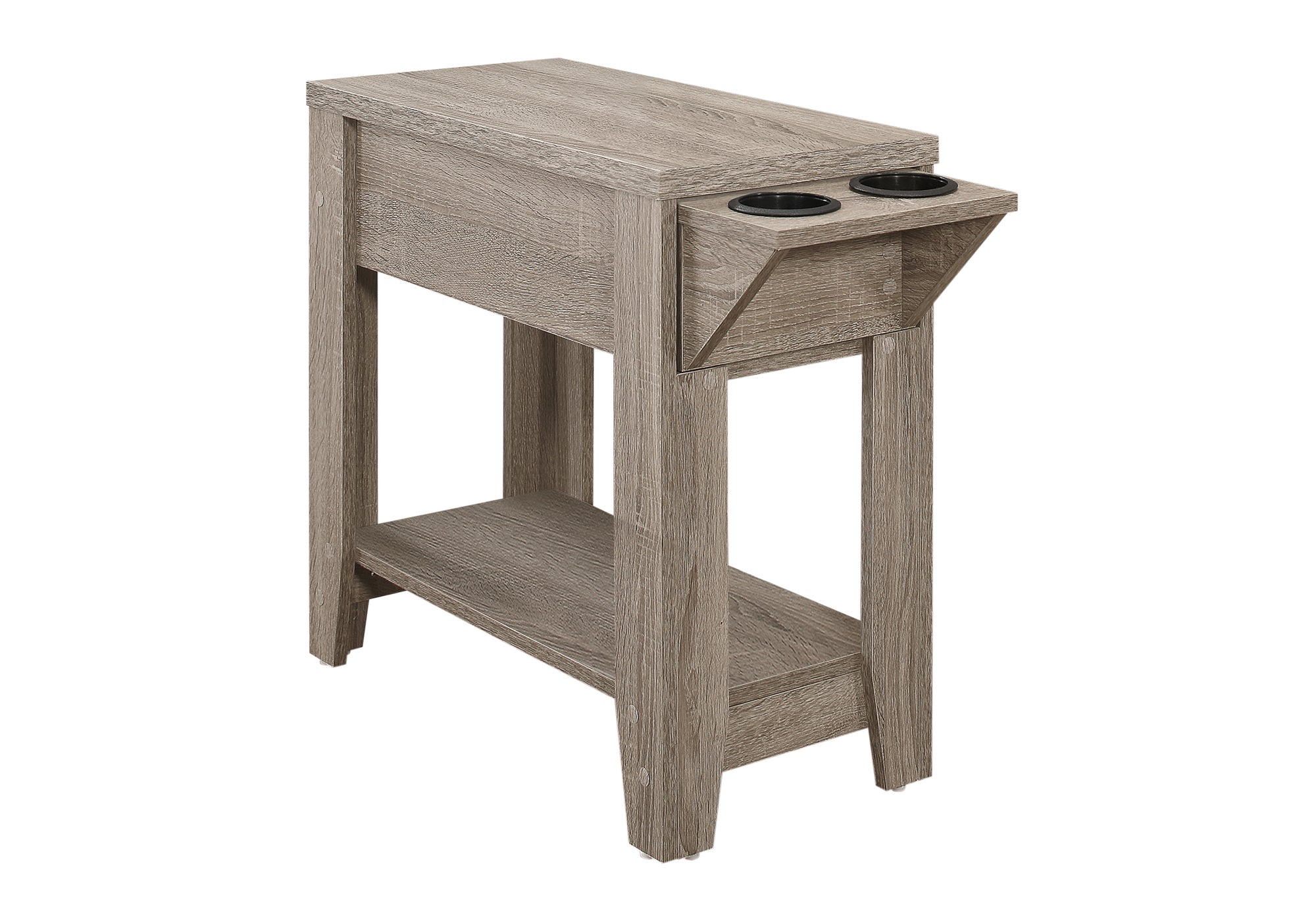TABLE DE CHEVET - 23"H / TAUPE FONCE AVEC SUPPORT A VERRE – I 3198.