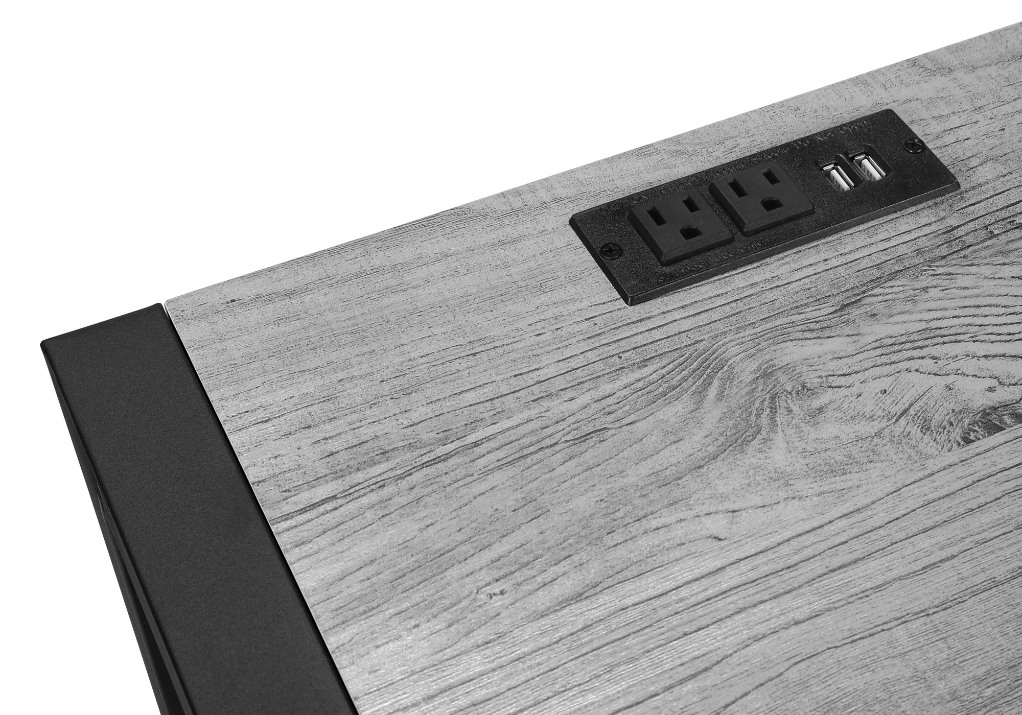 TABLE D'APPOINT - 24"H / GRIS / NOIR METAL USB / PRISE – I 3201