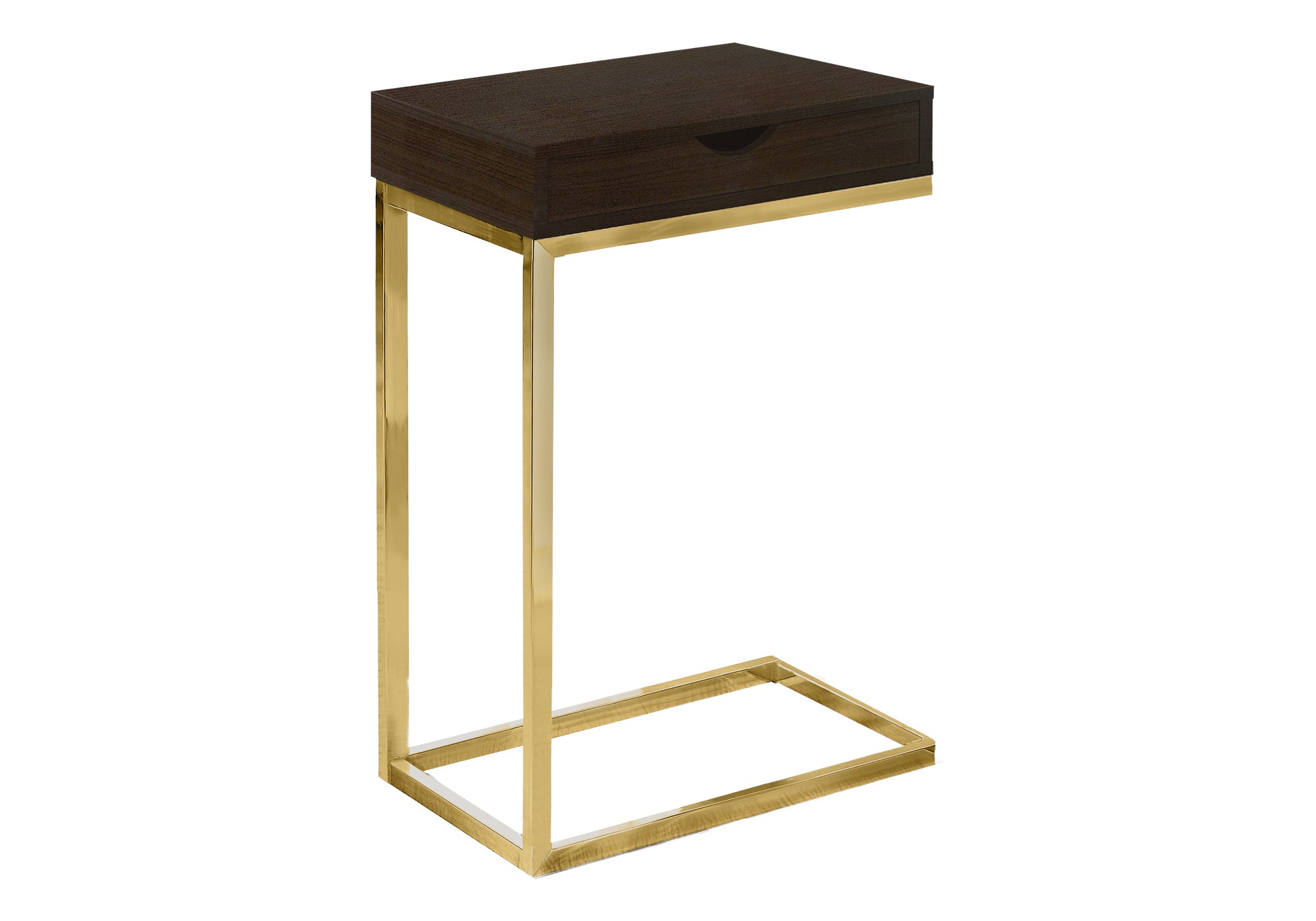 TABLE DE CHEVET - METAL OR / ESPRESSO ET TIROIR – I 3236.