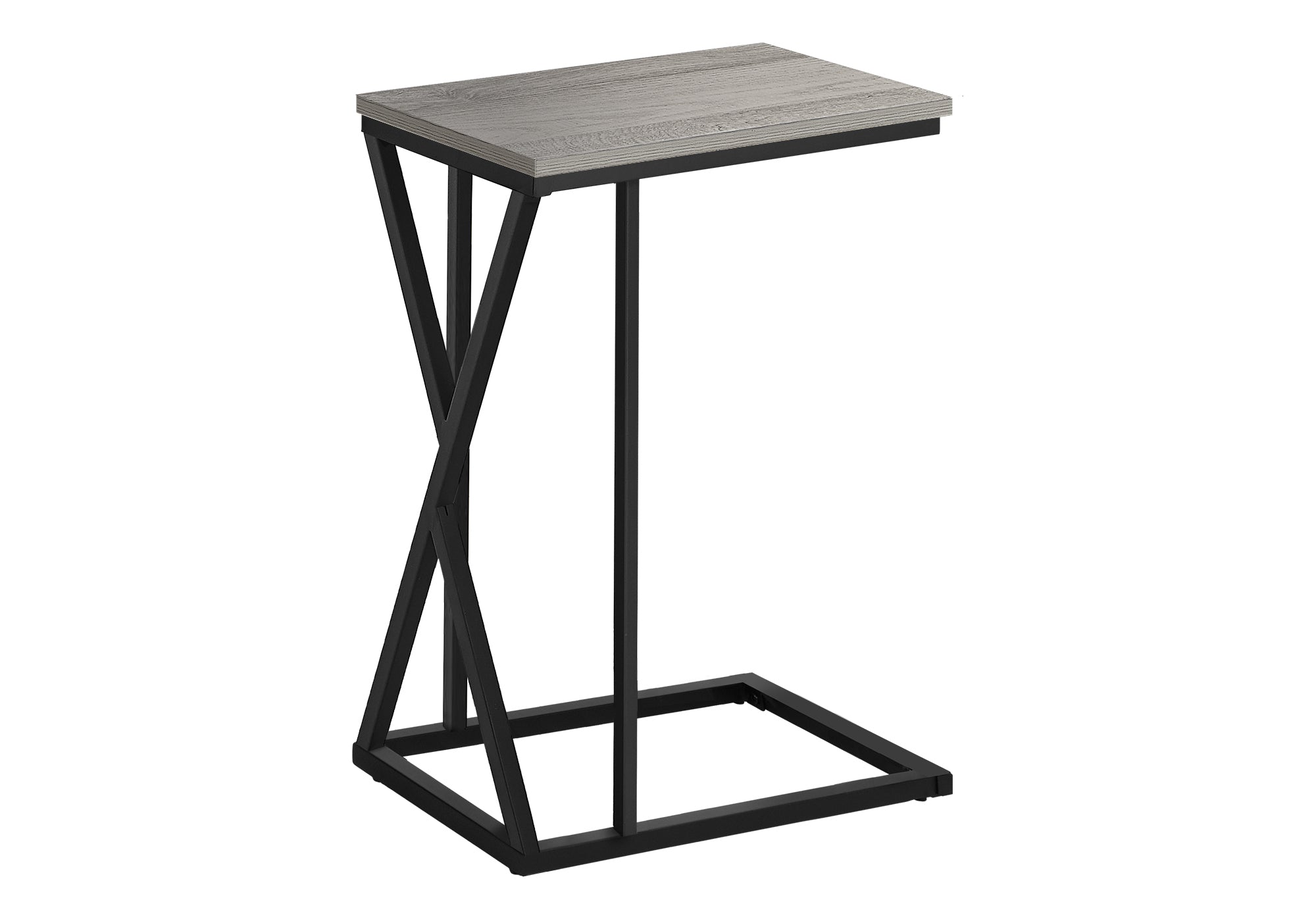 TABLE DE CHEVET - 25"H / GRIS / METAL NOIR – I 3248.