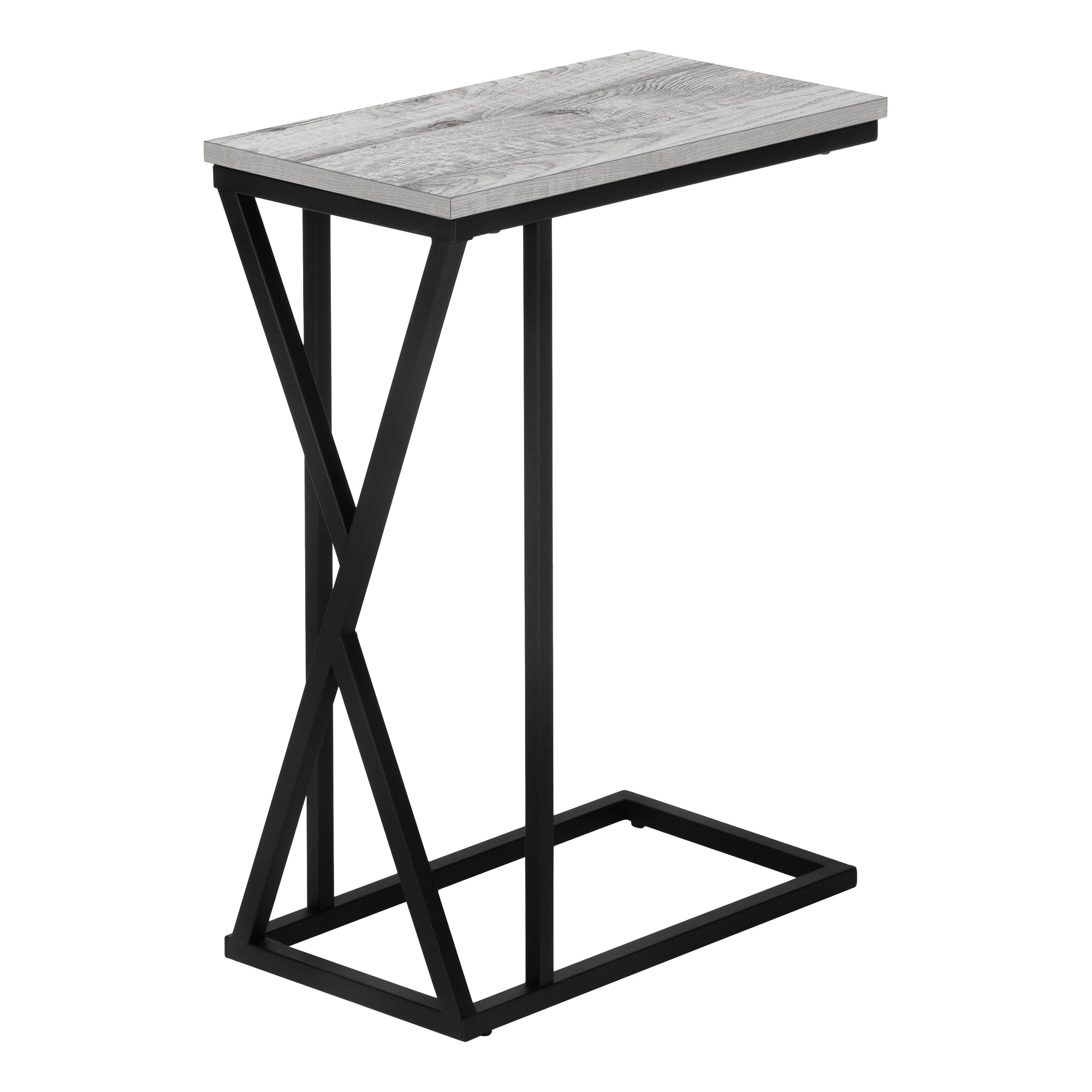 TABLE DE CHEVET - 25"H / GRIS / METAL NOIR – I 3248.