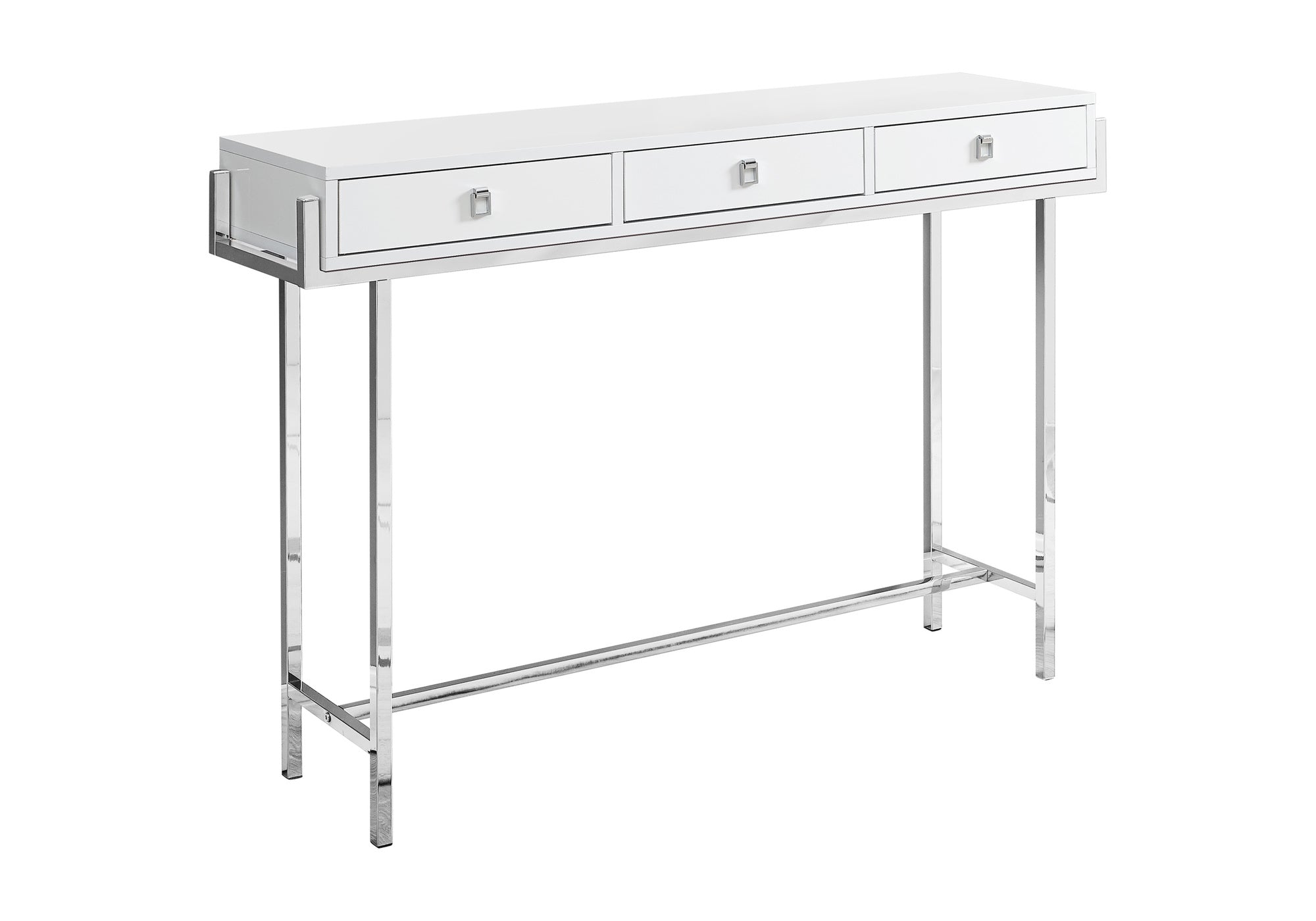 TABLE D'APPOINT - 48"L / BLANC LUSTRE / METAL CHROME – I 3297.