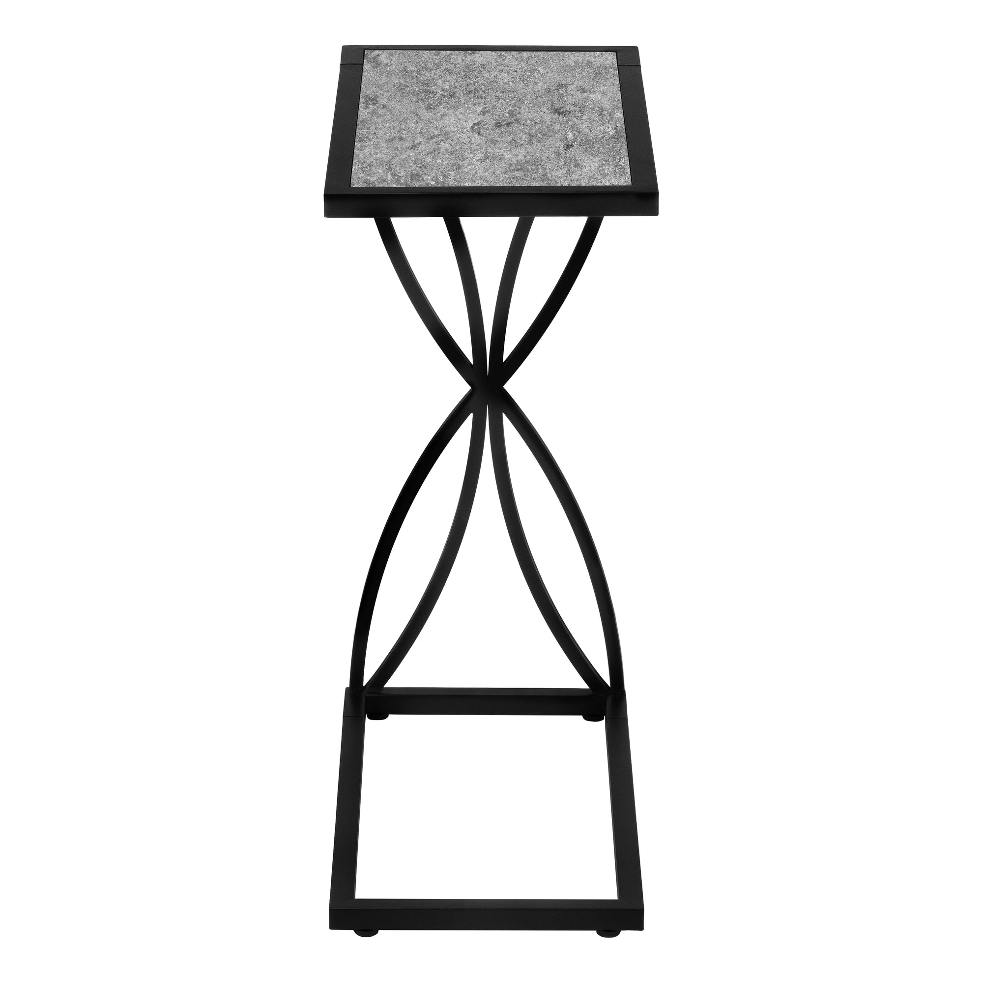 TABLE DE CHEVET - 25"H / FAUSSE PIERRE GRISE / METAL NOIR – I 3305.