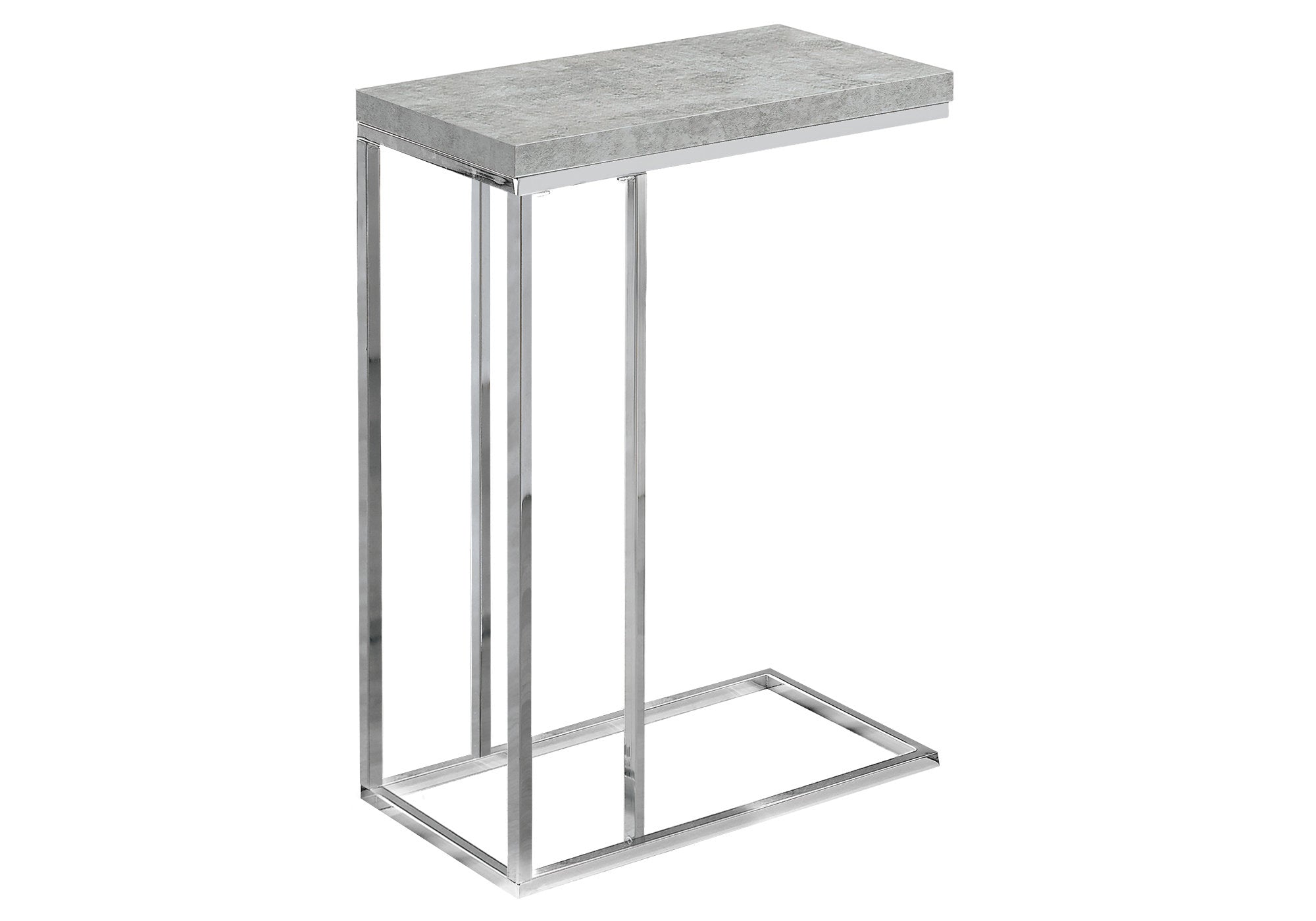 TABLE DE CHEVET - GRIS CIMENTE ET METAL CHROME – I 3372.