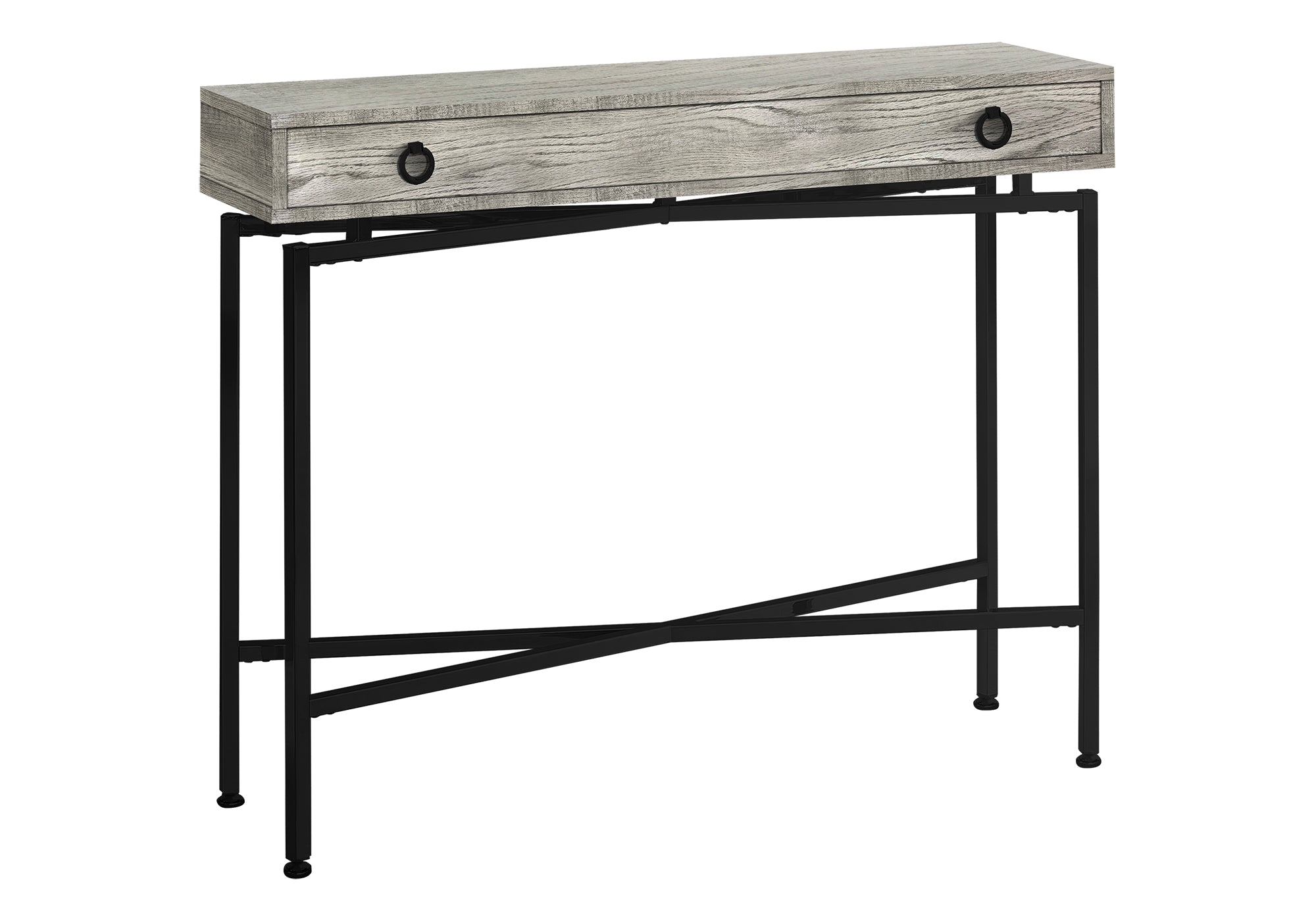 TABLE D'APPOINT - 42"L / FAUX BOIS GRIS / CONSOLE NOIR – I 3454.