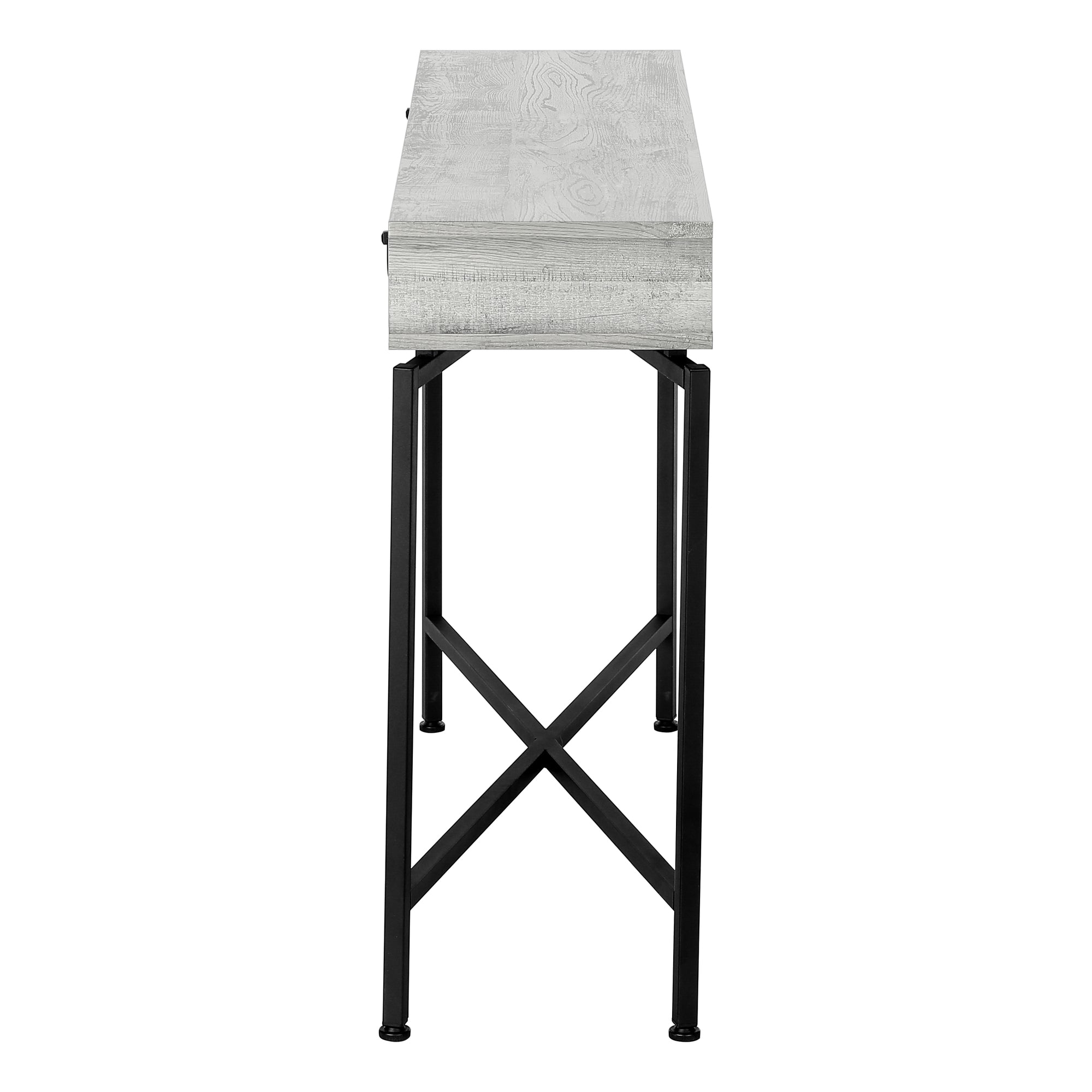 TABLE D'APPOINT - 42"L / FAUX BOIS GRIS / CONSOLE NOIR – I 3454.
