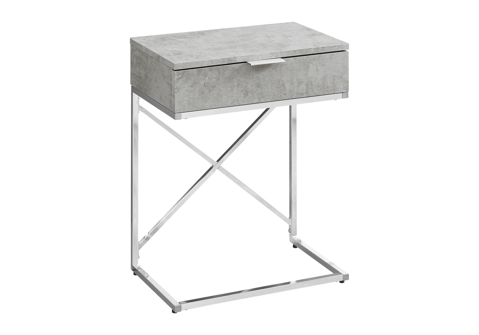 TABLE DE CHEVET - 24"H / GRIS CIMENTE / METAL CHROME – I 3471.