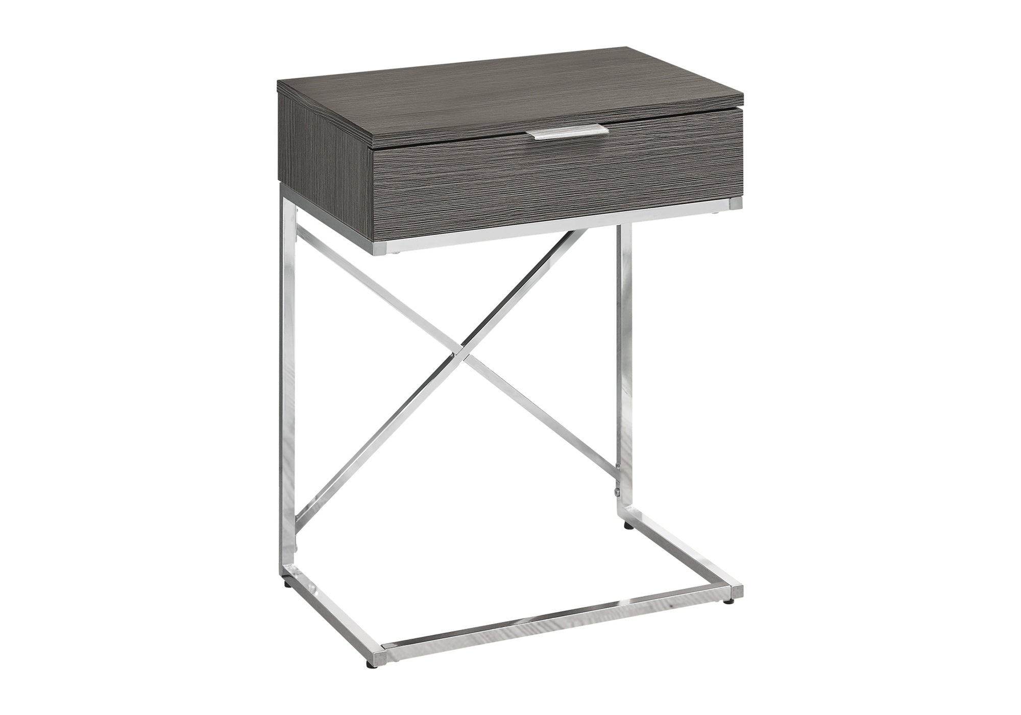TABLE DE CHEVET - 24"H / GRIS / METAL CHROME – I 3474.