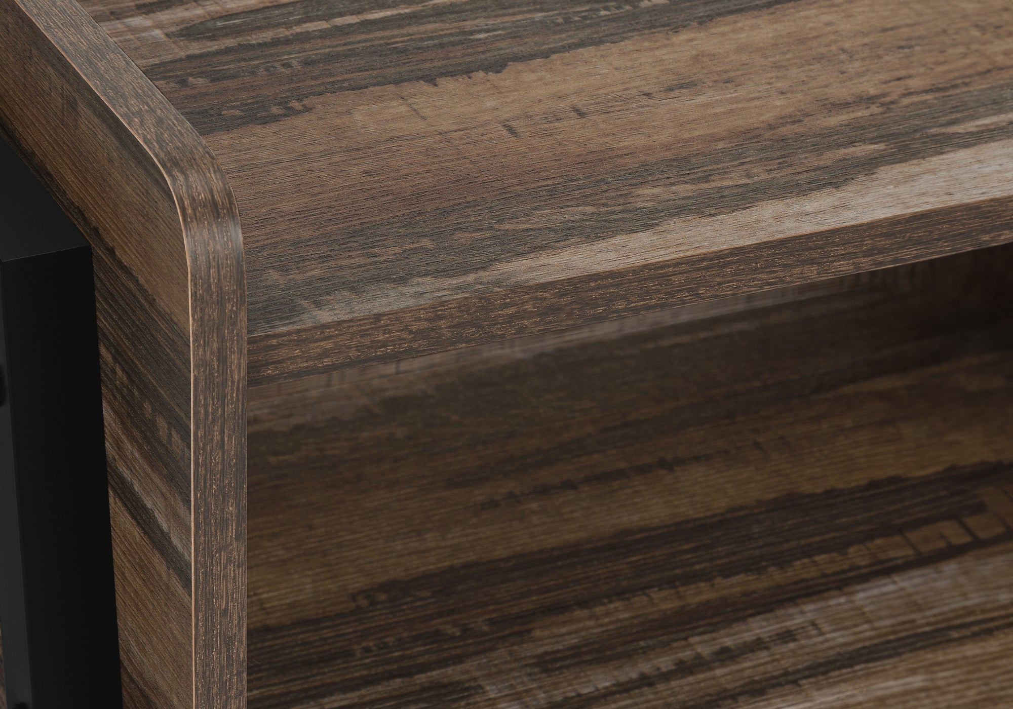 TABLE DE CHEVET - 23"H / FAUX BOIS BRUN / METAL NOIR – I 3583.