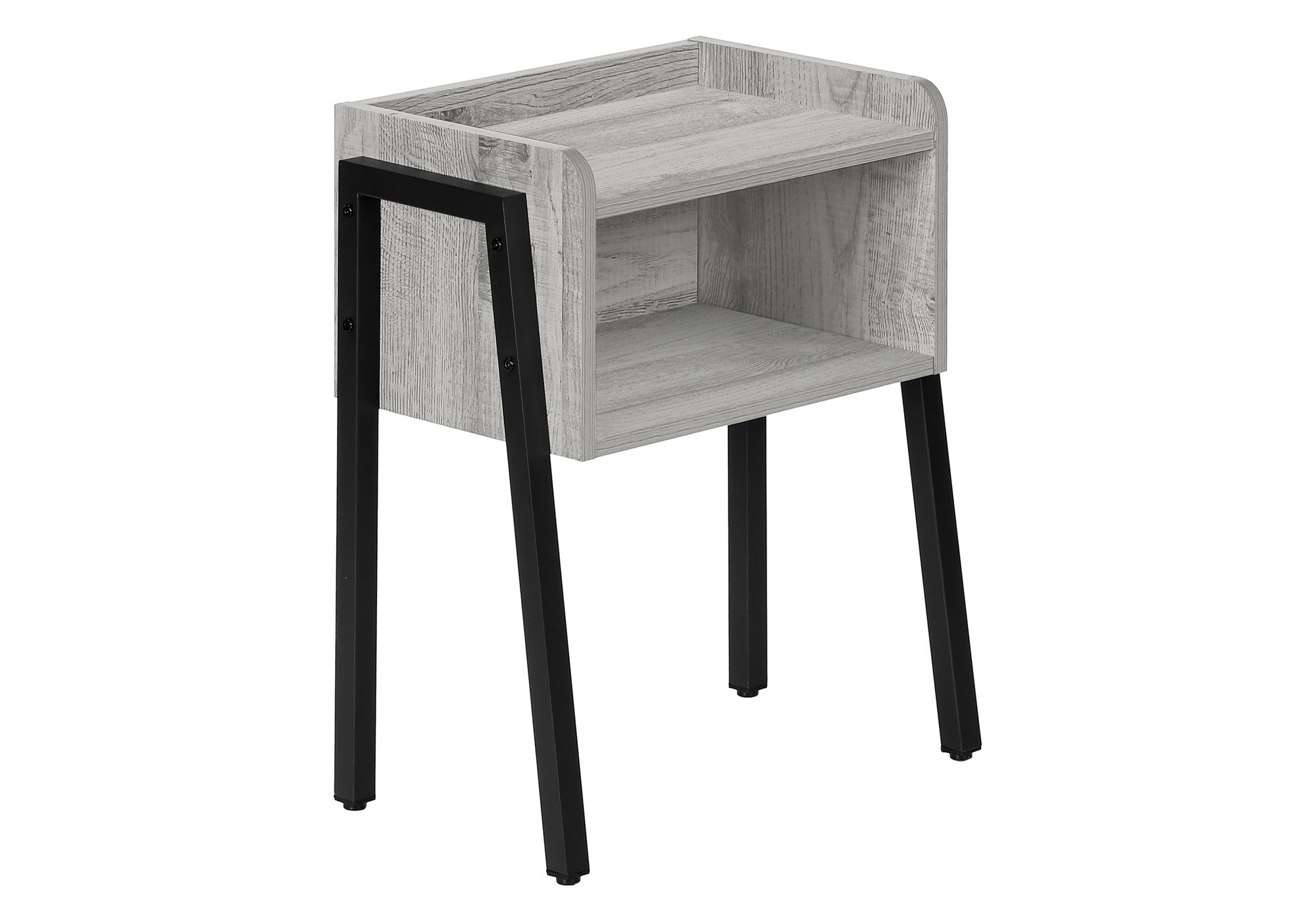 TABLE DE CHEVET - 23"H / GRIS / METAL NOIR – I 3591.