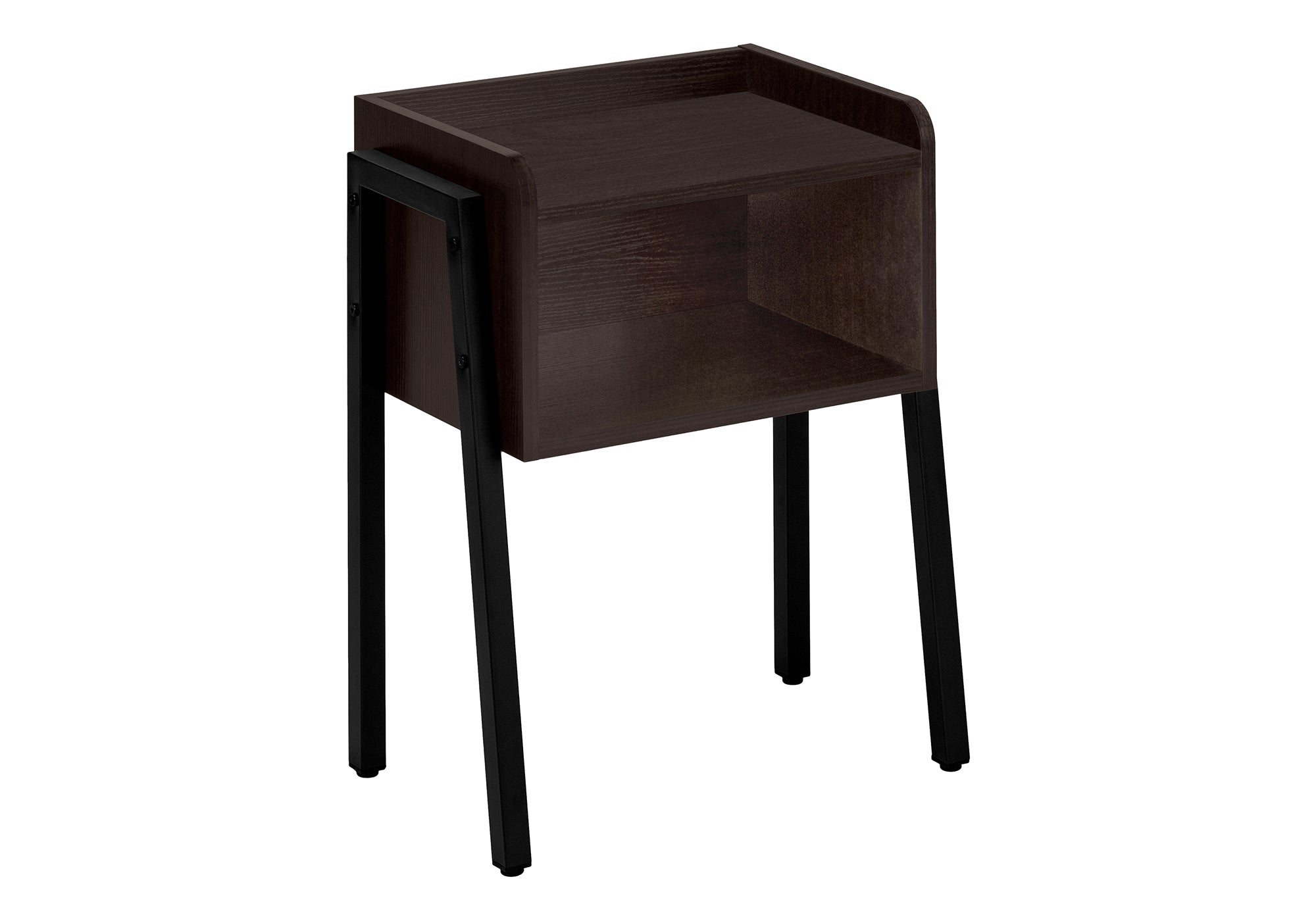 TABLE DE CHEVET - 23"H / ESPRESSO / METAL NOIR – I 3593.