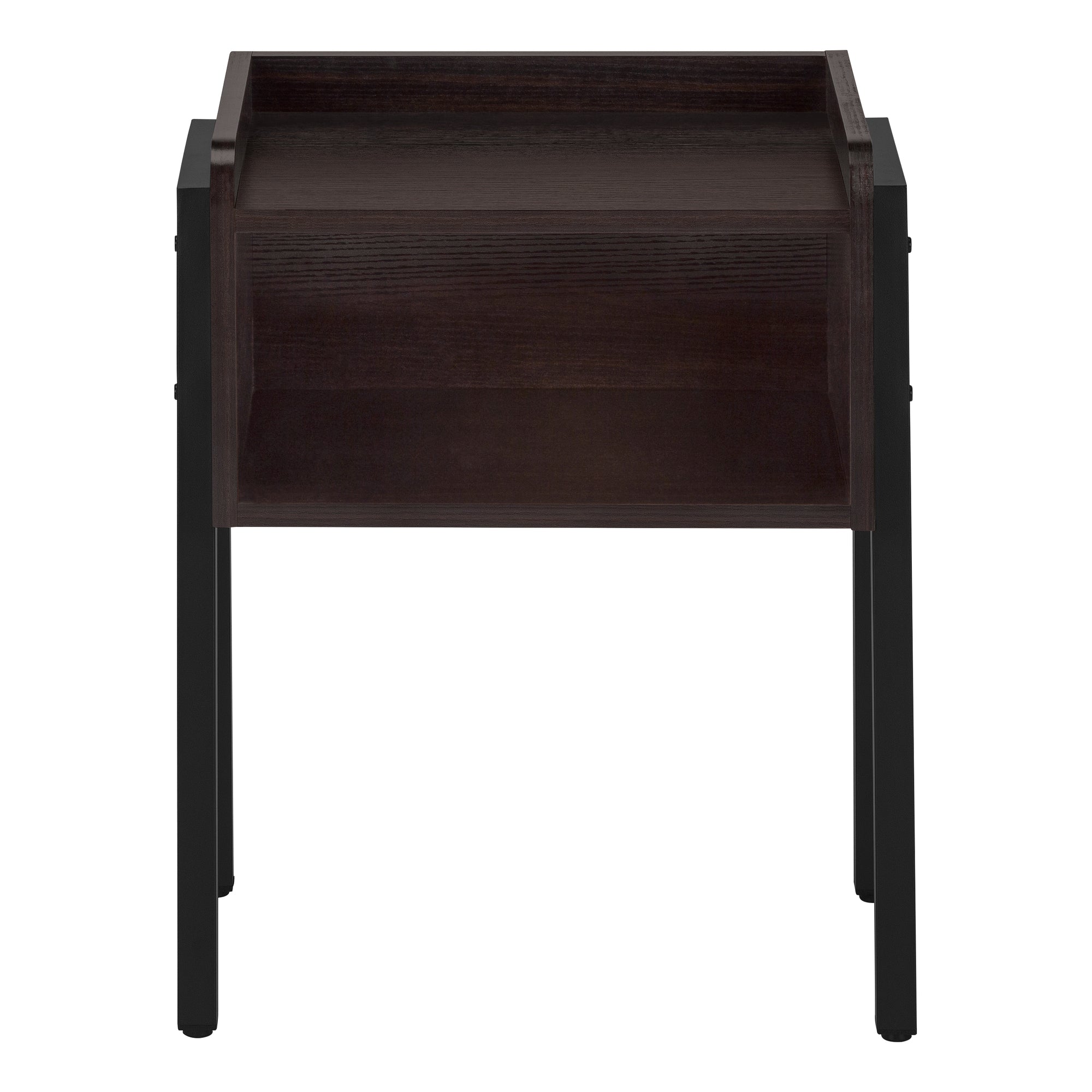 TABLE DE CHEVET - 23"H / ESPRESSO / METAL NOIR – I 3593.