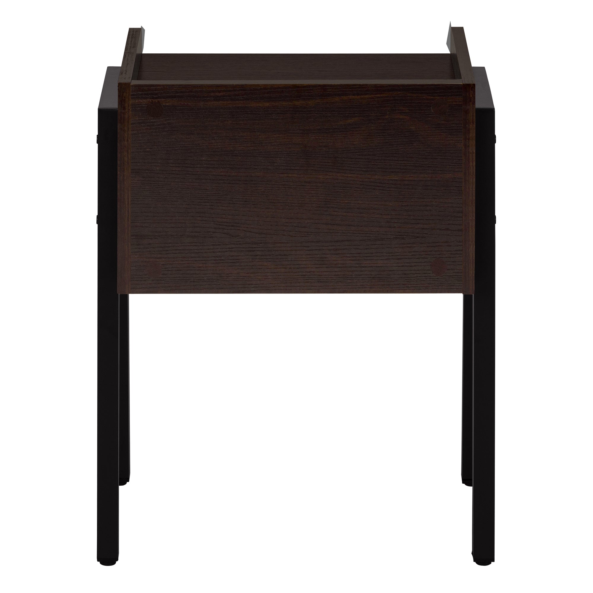 TABLE DE CHEVET - 23"H / ESPRESSO / METAL NOIR – I 3593.