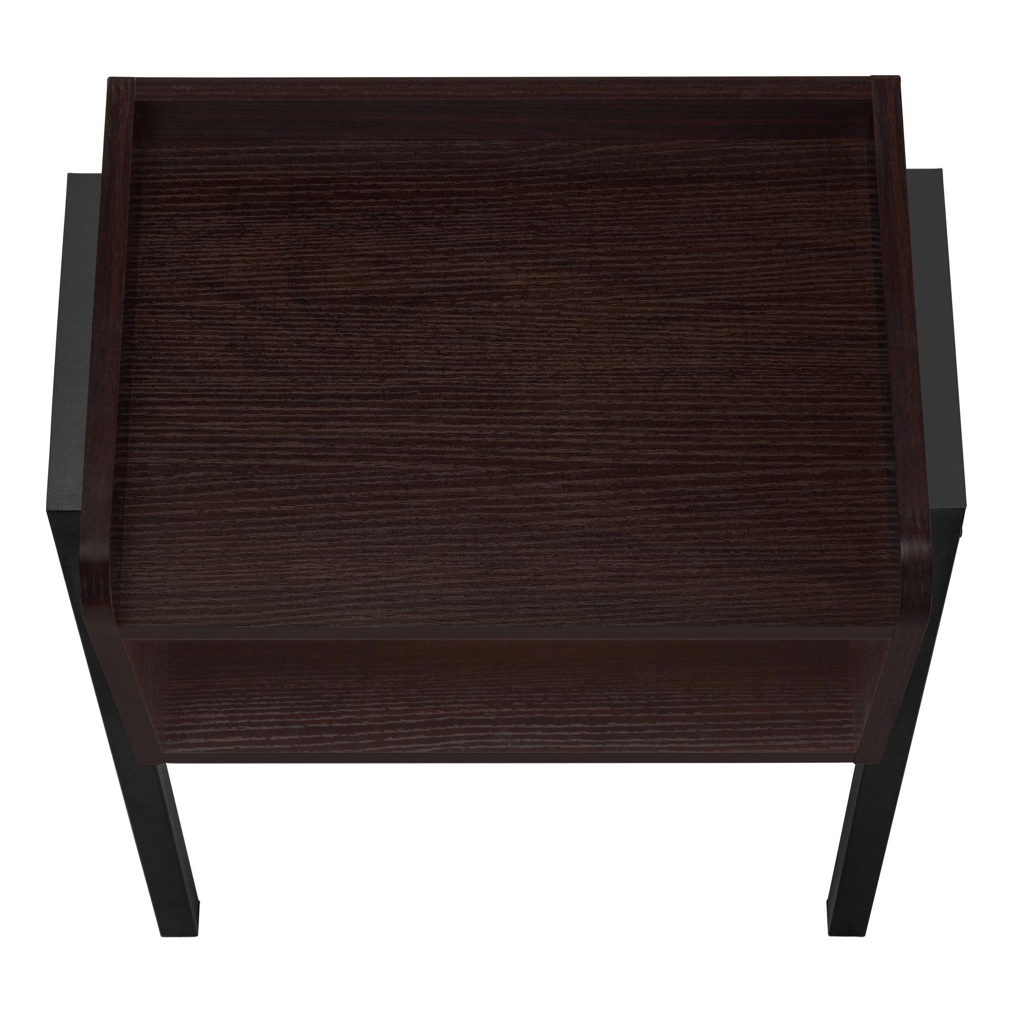 TABLE DE CHEVET - 23"H / ESPRESSO / METAL NOIR – I 3593.