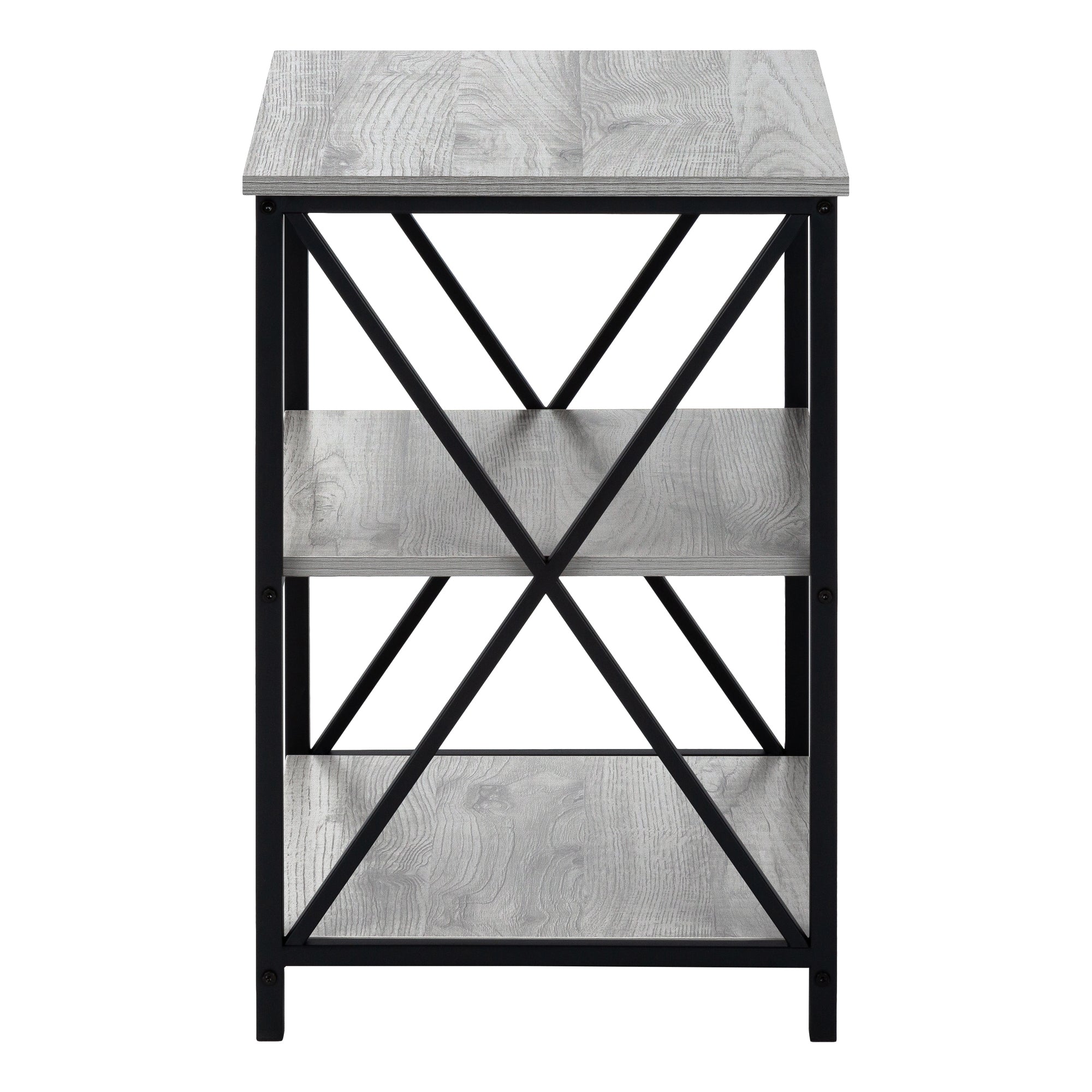 TABLE DE CHEVET - 26"H / GRIS / METAL NOIR – I 3596.