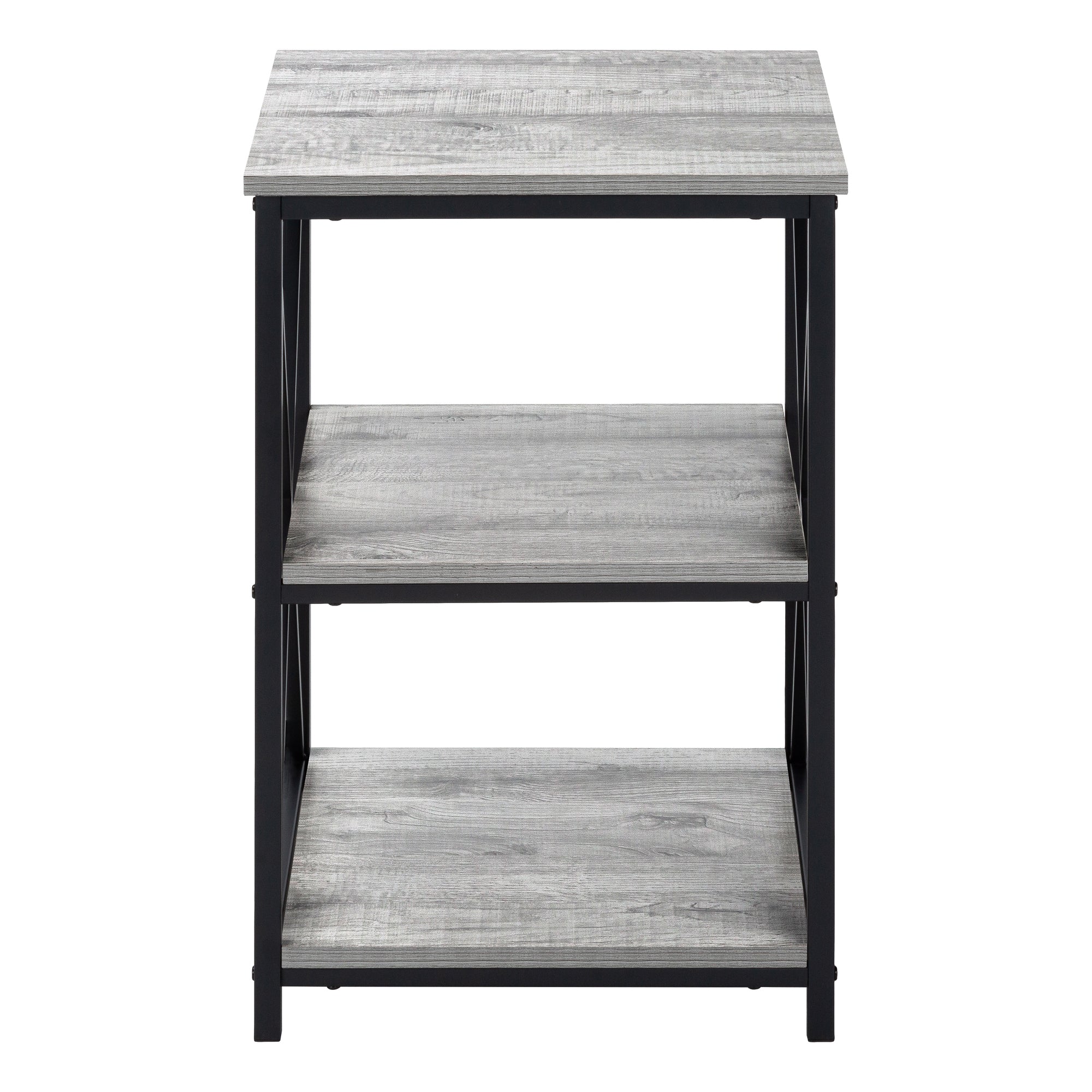 TABLE DE CHEVET - 26"H / GRIS / METAL NOIR – I 3596.